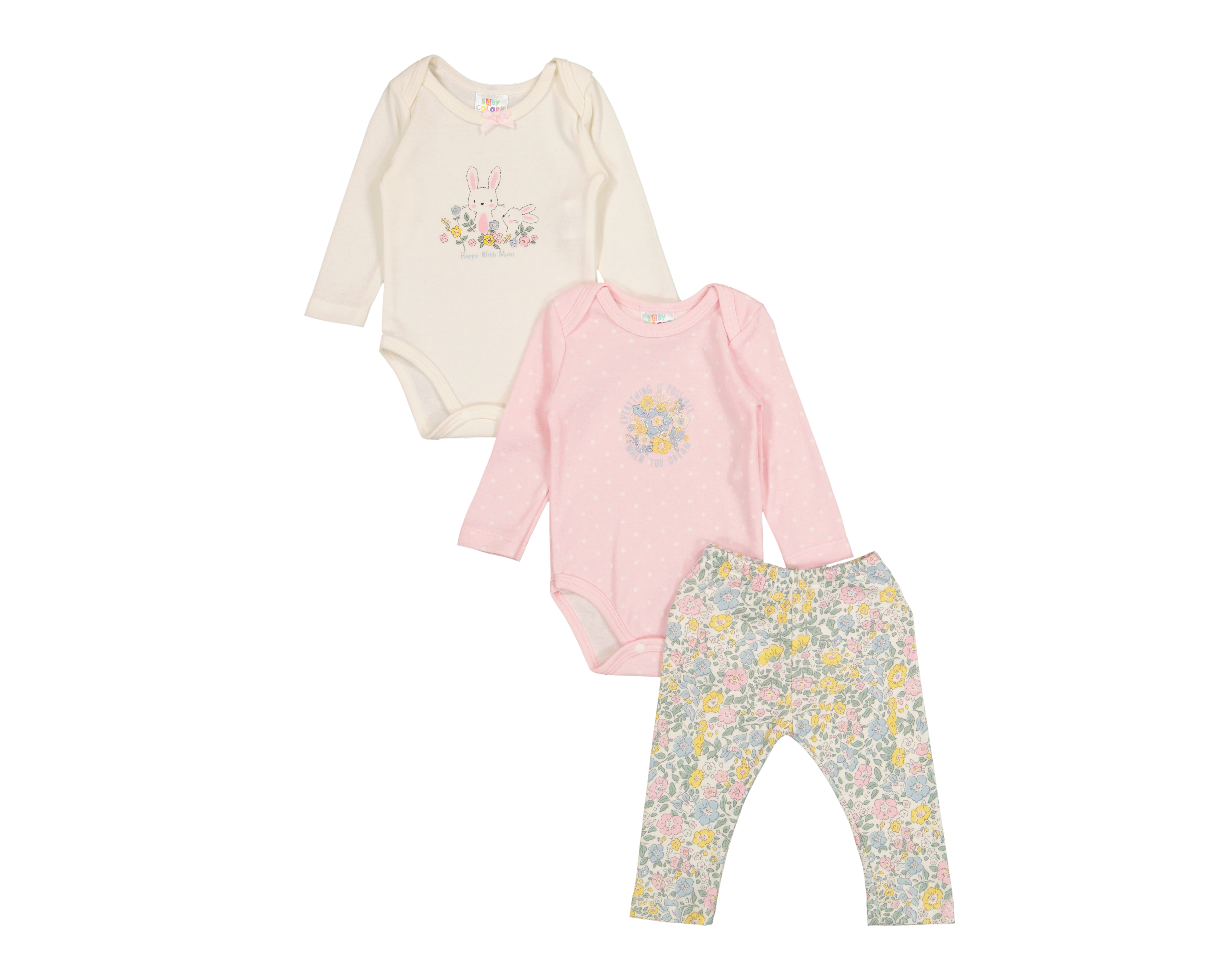 Foto 1 | Foto 1 | Conjunto para Bebé Niña Baby Colors 3 Piezas