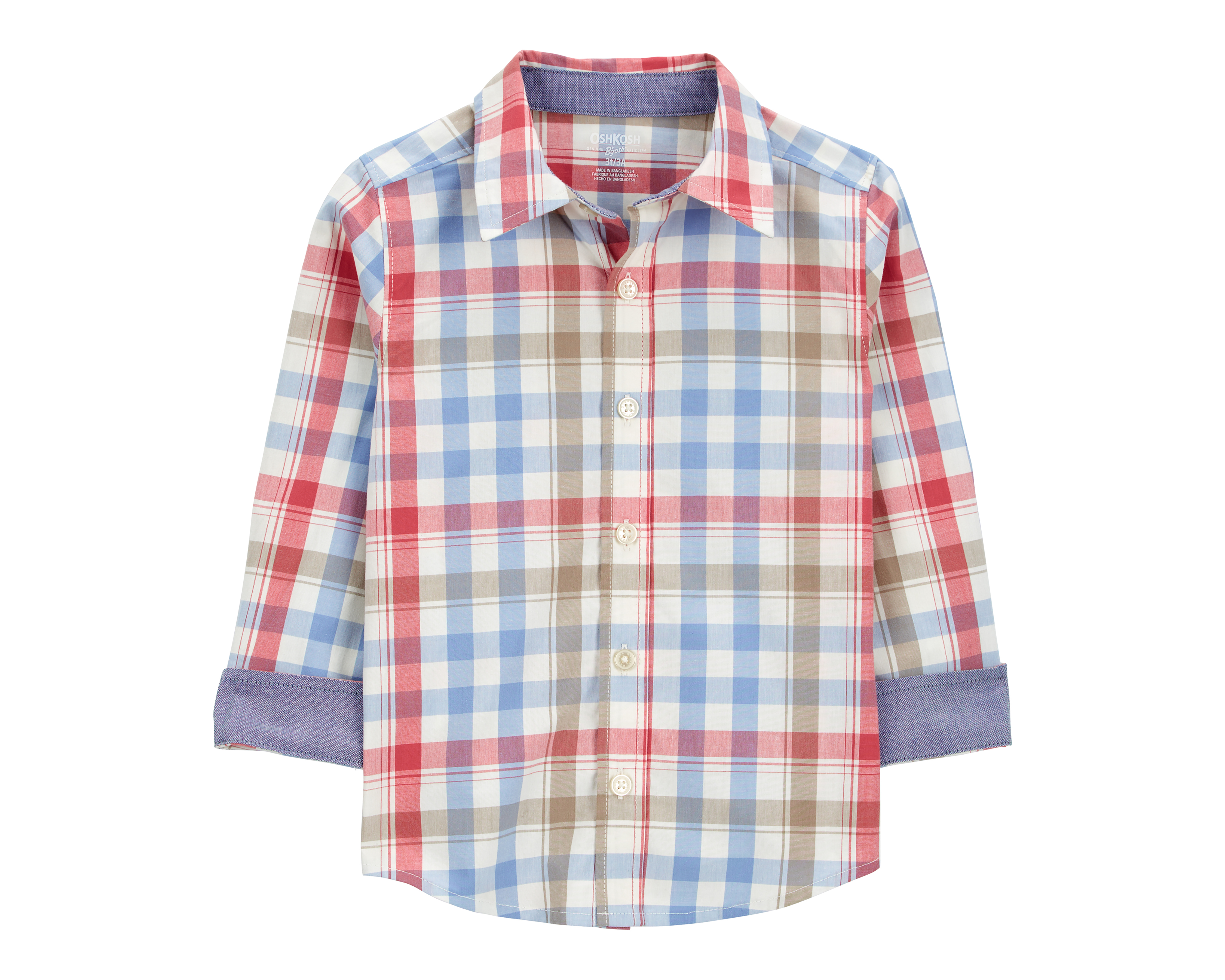 Foto 2 pulgar | Foto 1 | Camisa para Bebé Niño Oshkosh de Algodón de Cuadros