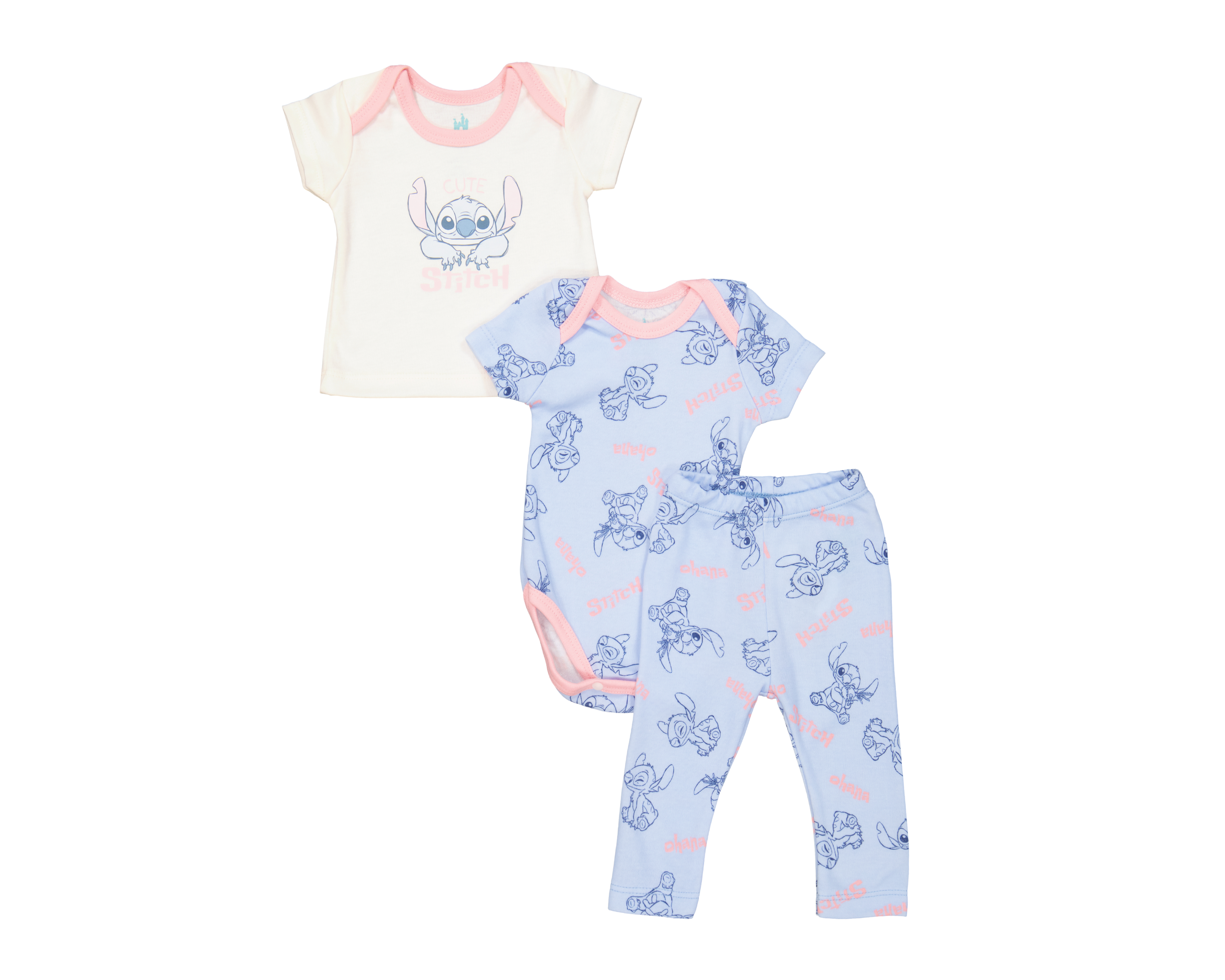 Foto 2 pulgar | Foto 1 | Conjunto para Bebé Niña Disney Lilo & Stitch 3 Piezas
