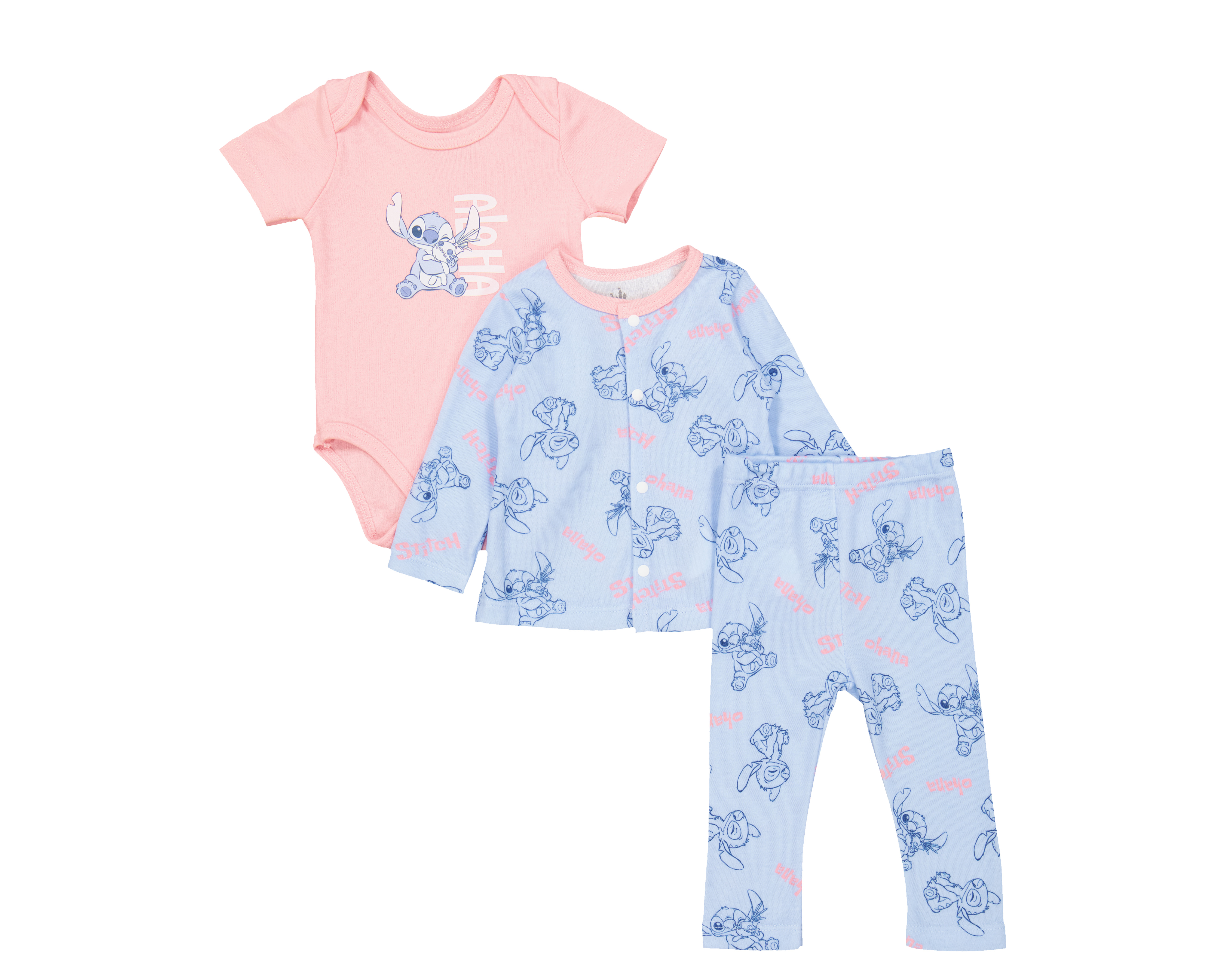 Foto 2 pulgar | Foto 1 | Conjunto para Bebé Niña Disney Lilo & Stitch 3 Piezas