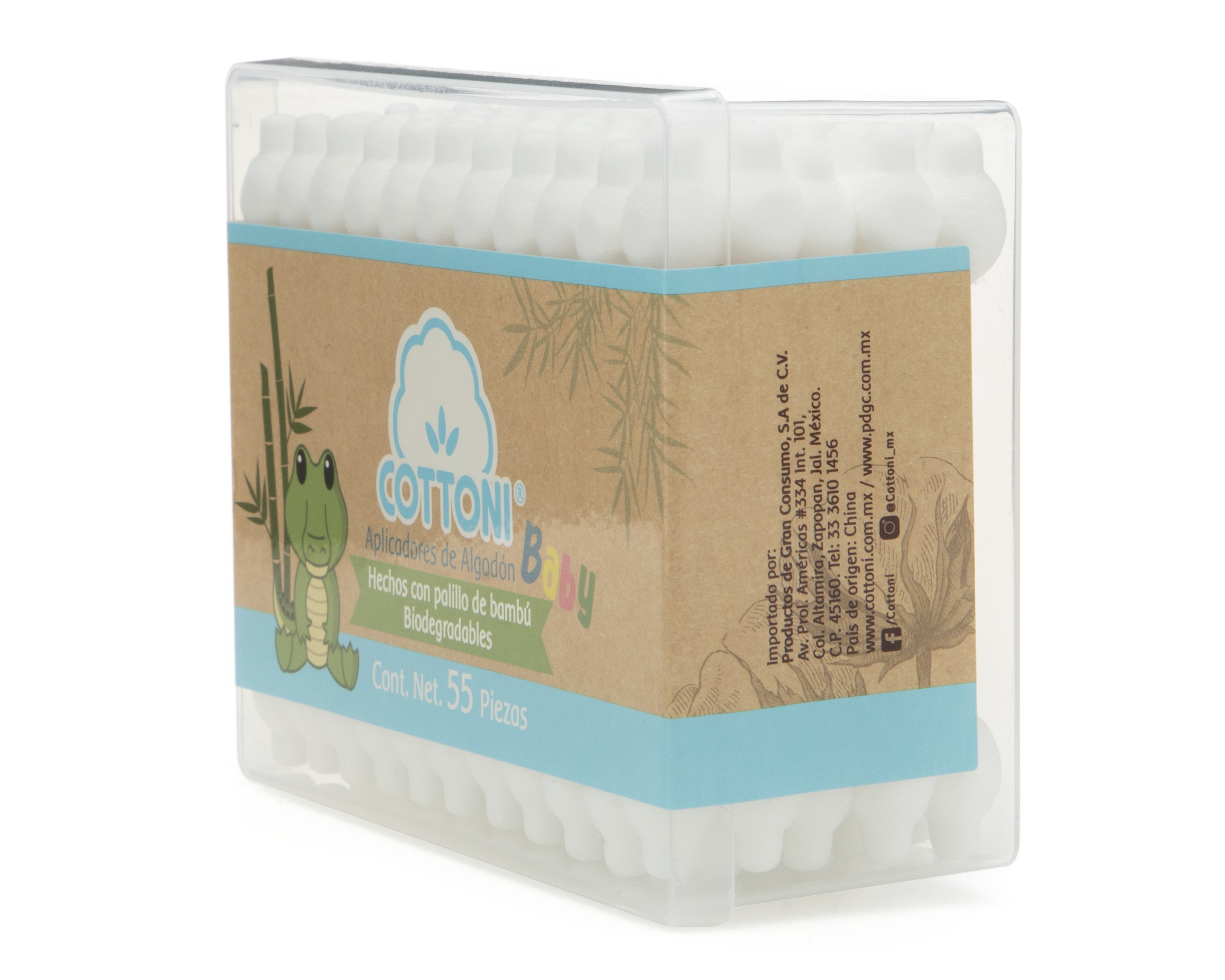 Cotonetes de Algodón Biodegradables Cottoni 55 Piezas