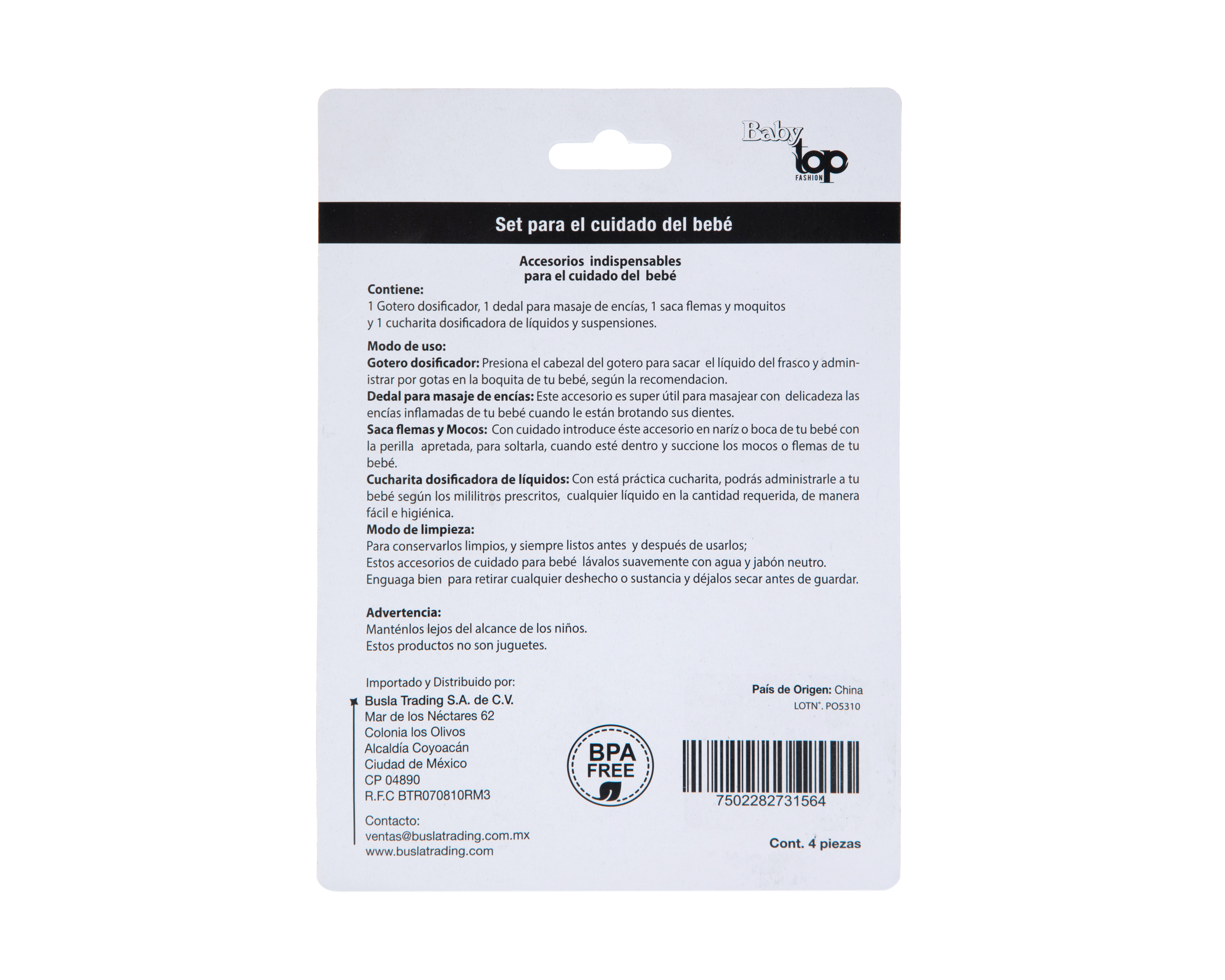 Foto 2 | Foto 2 | Kit de Aseo para Bebé Top Fashion 4 Piezas