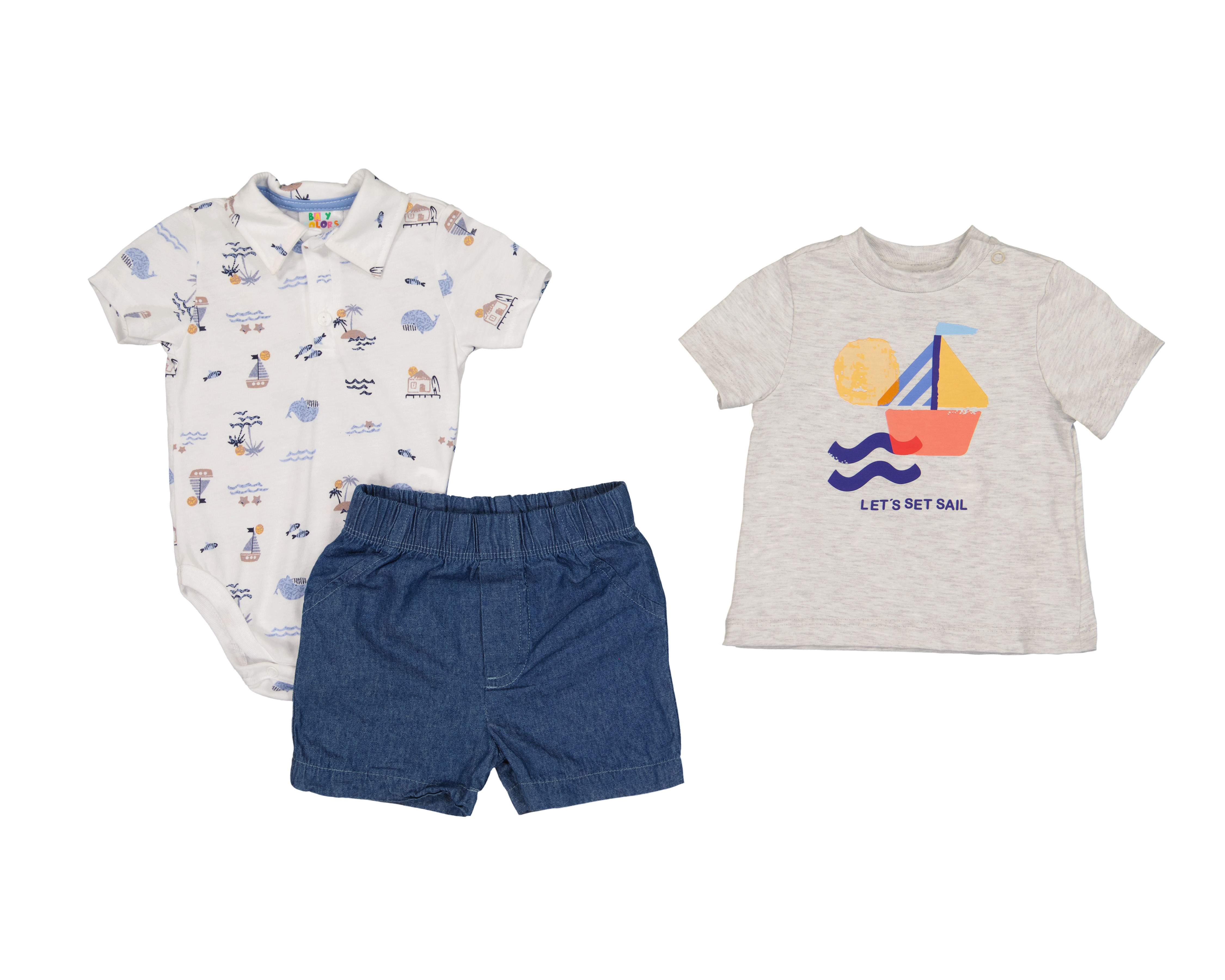 Foto 1 | Foto 1 | Conjunto de Algodón para Bebé Niño Baby Colors 3 Piezas