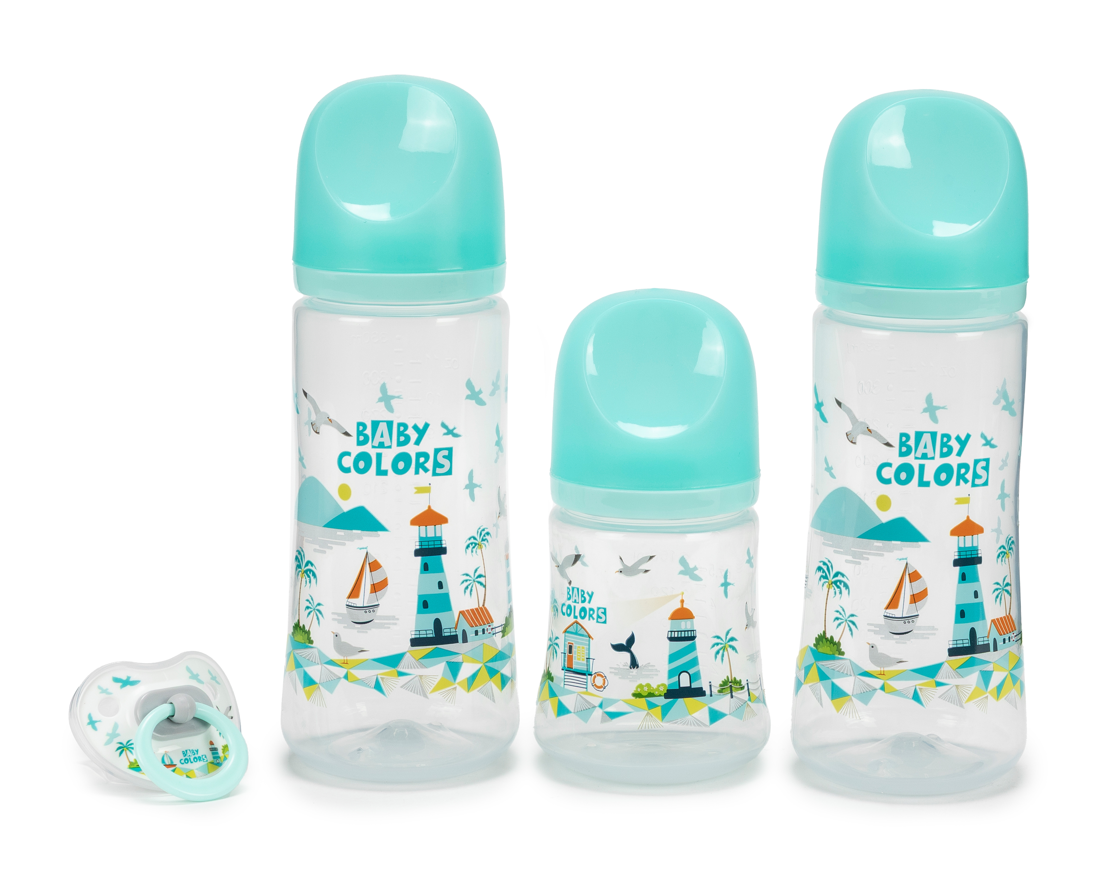 Biberón Baby Colors con Chupón 4 Piezas