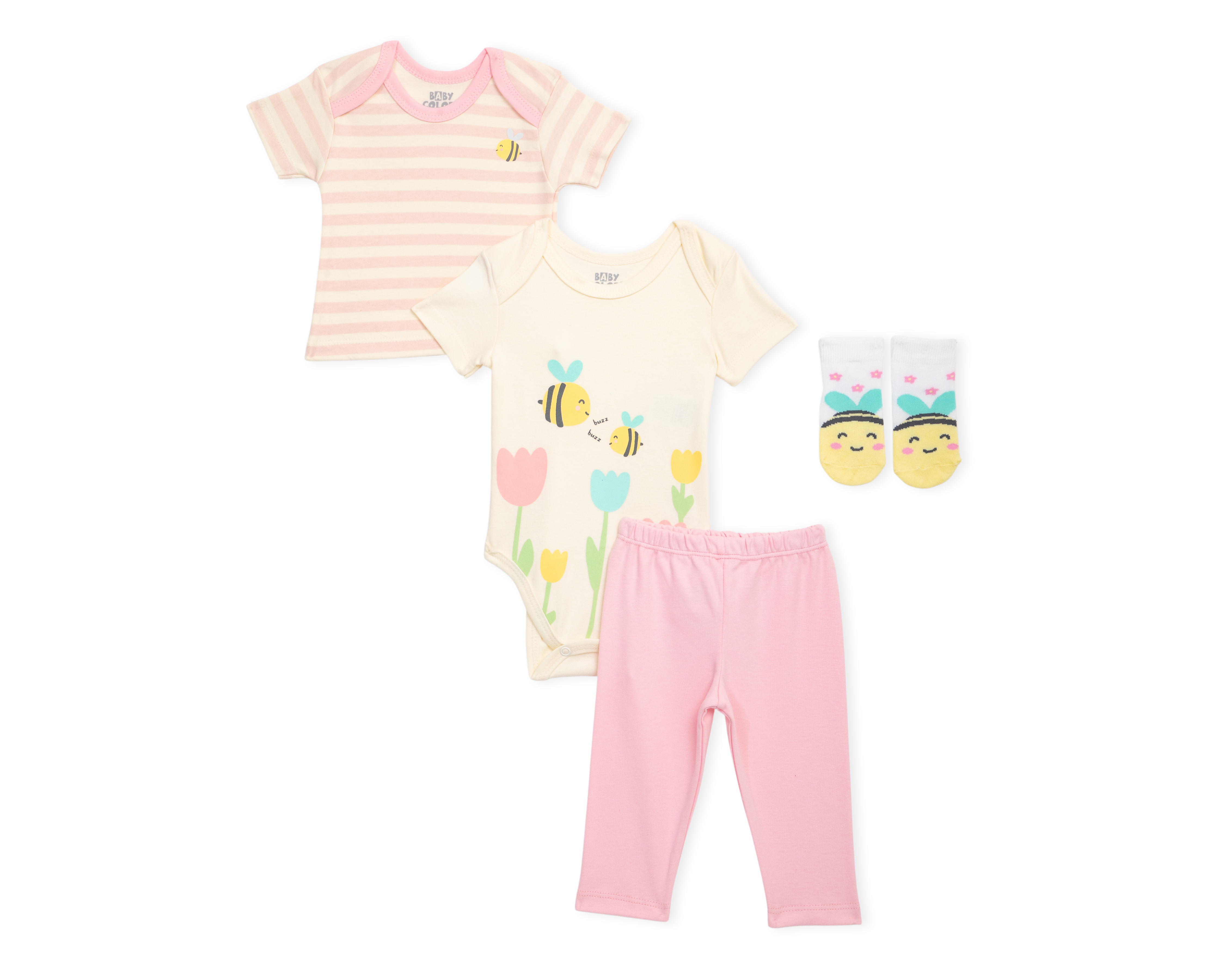 Conjunto de Algodón para Bebé Niña Baby Colors 4 Piezas