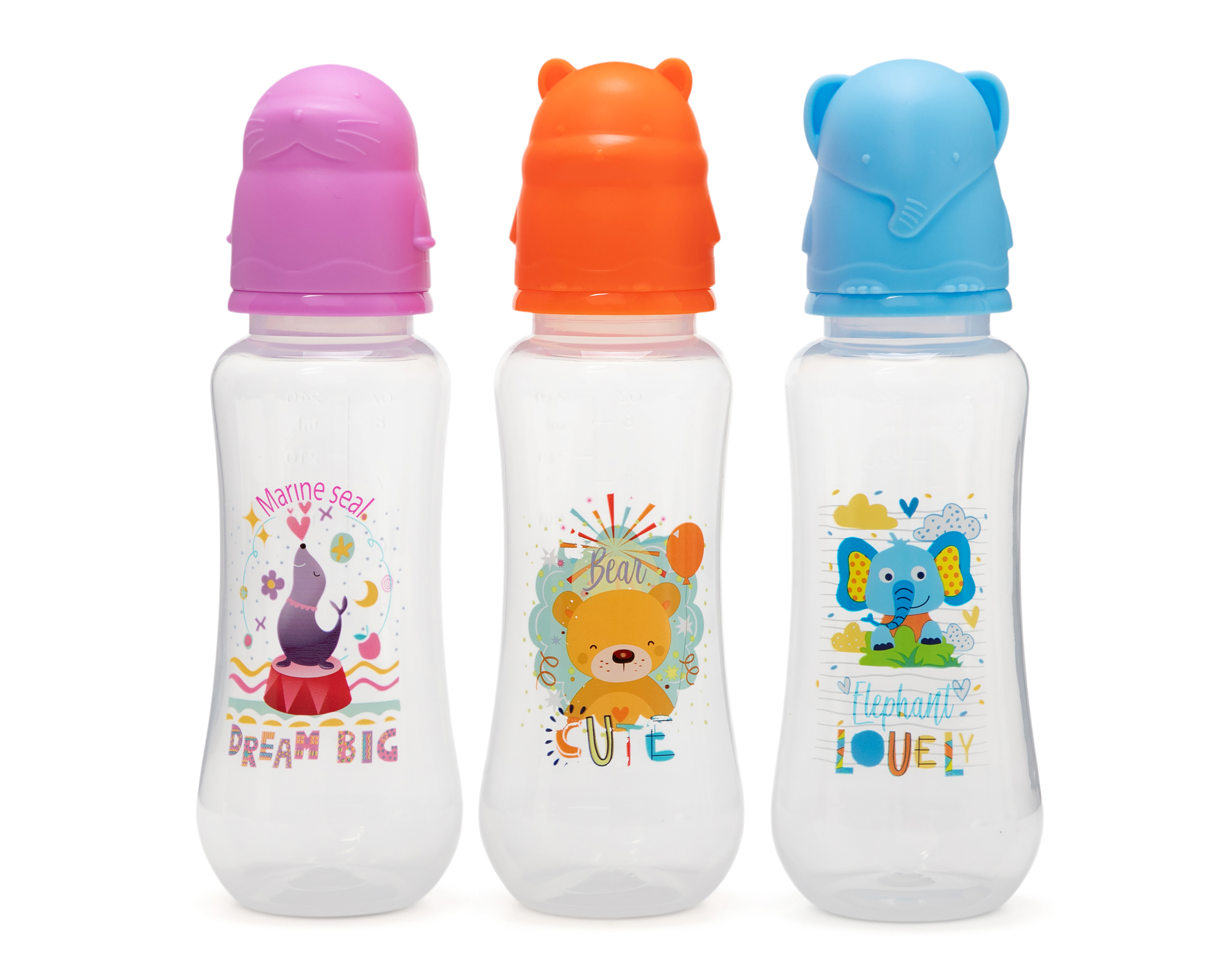 Biberón Baby Colors Tetina de Flujo Lento 3 Piezas