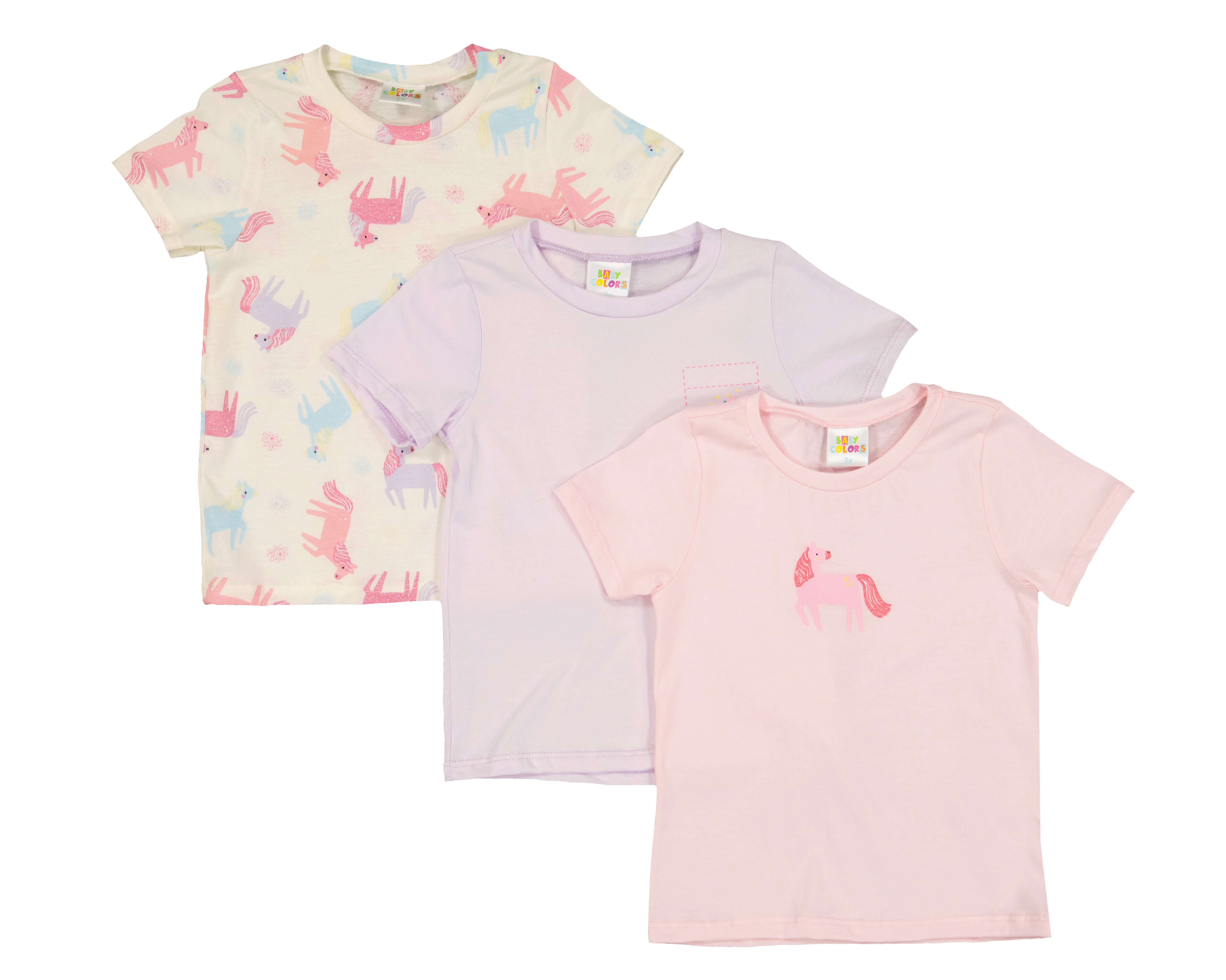 Playera para Bebé Niña Baby Colors Unicornios 3 Piezas