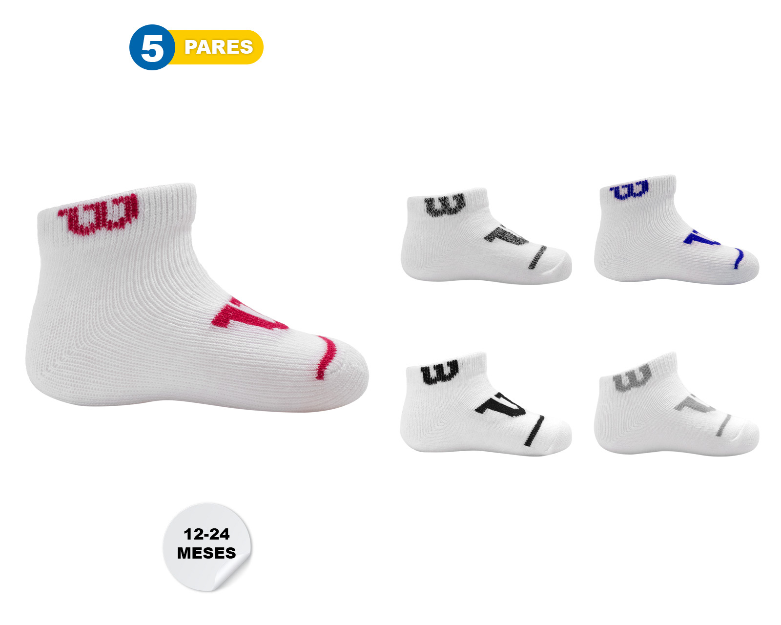 Foto 4 pulgar | Foto 3 | Calcetines Wilson para Bebé Niño 5 Pares