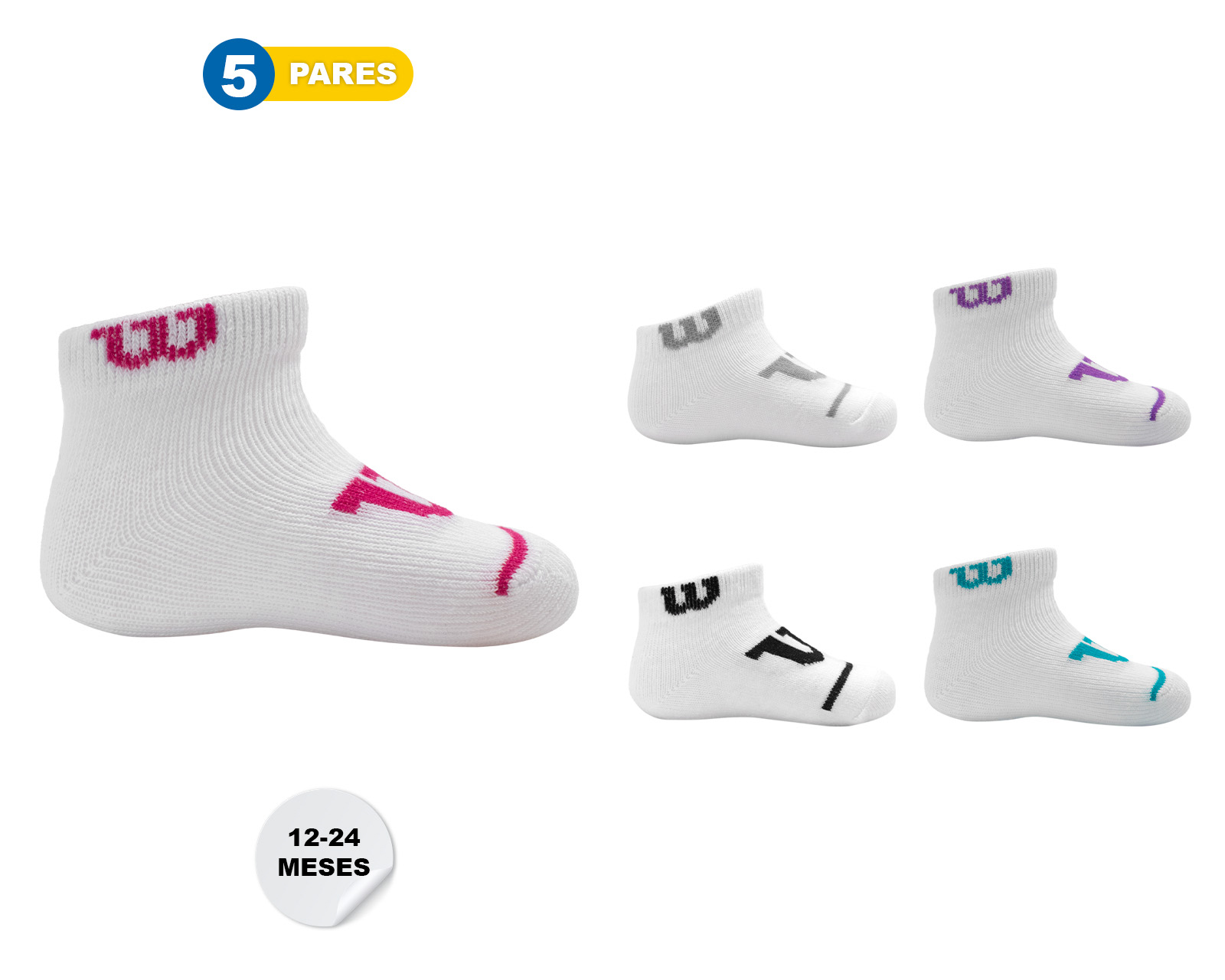 Foto 6 | Foto 6 | Calcetines Wilson para Bebé Niña 5 Pares