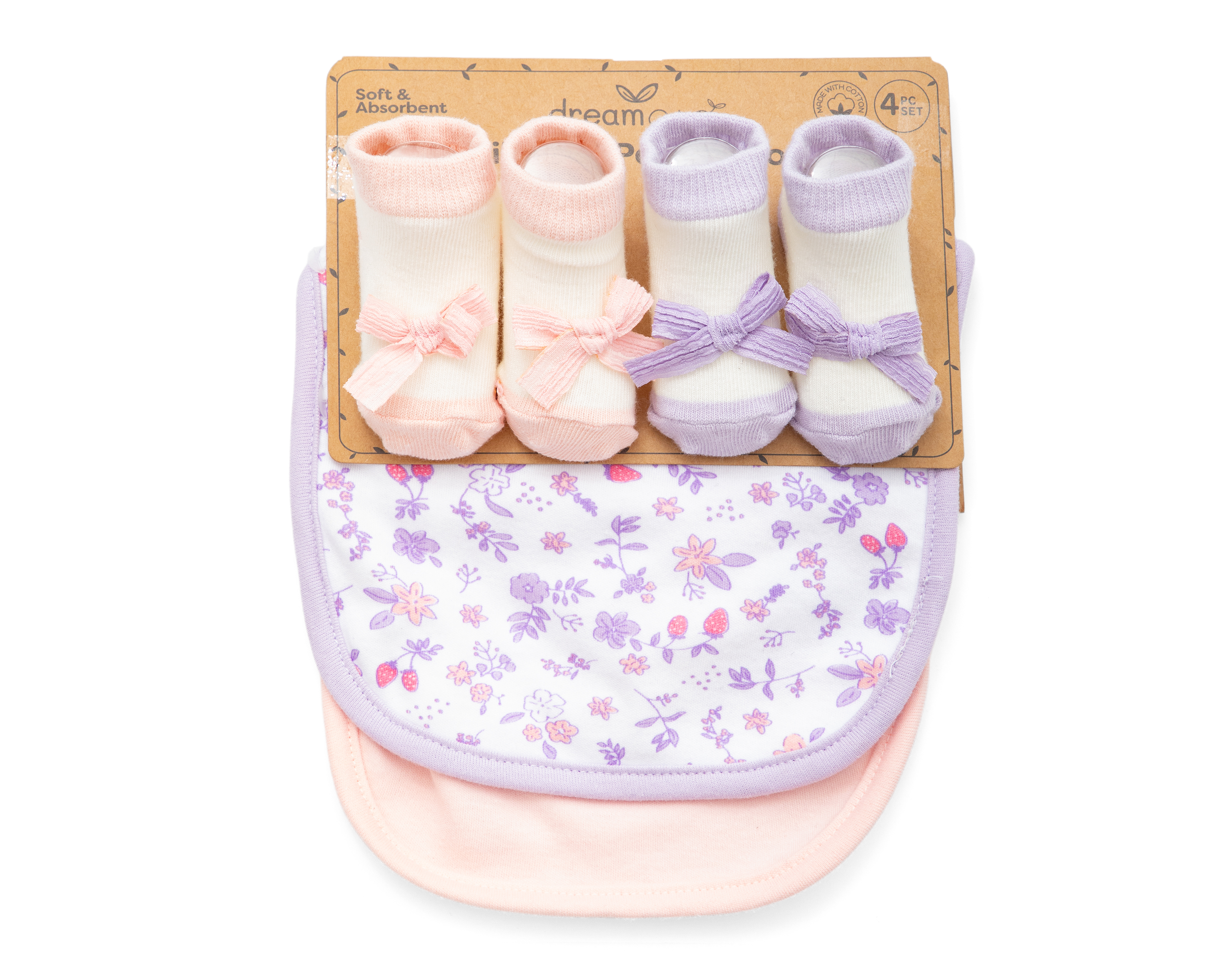 Foto 6 pulgar | Foto 5 | Babero y Calcetas para Bebé Niña Dreamgro 4 Piezas