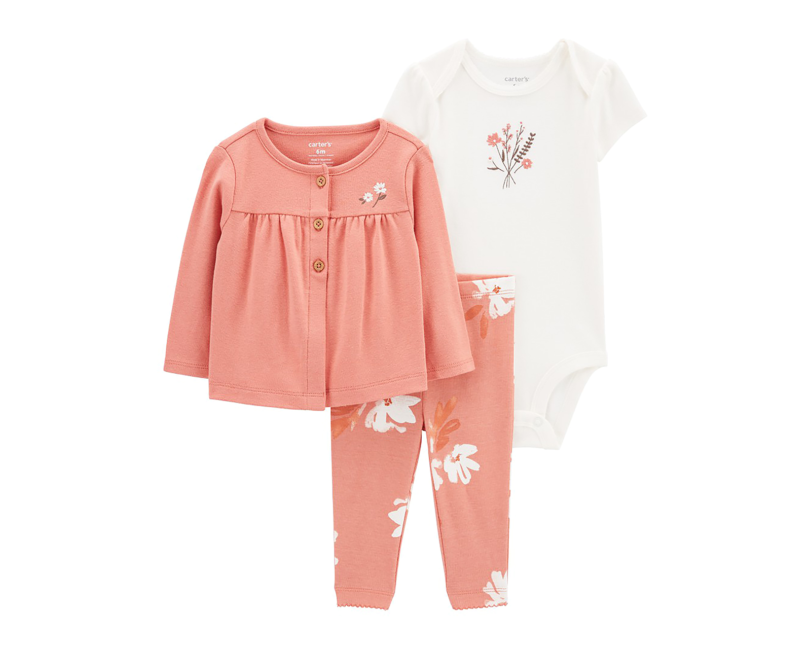 Conjunto de Algodón para Bebé Niña Carter's 3 Piezas