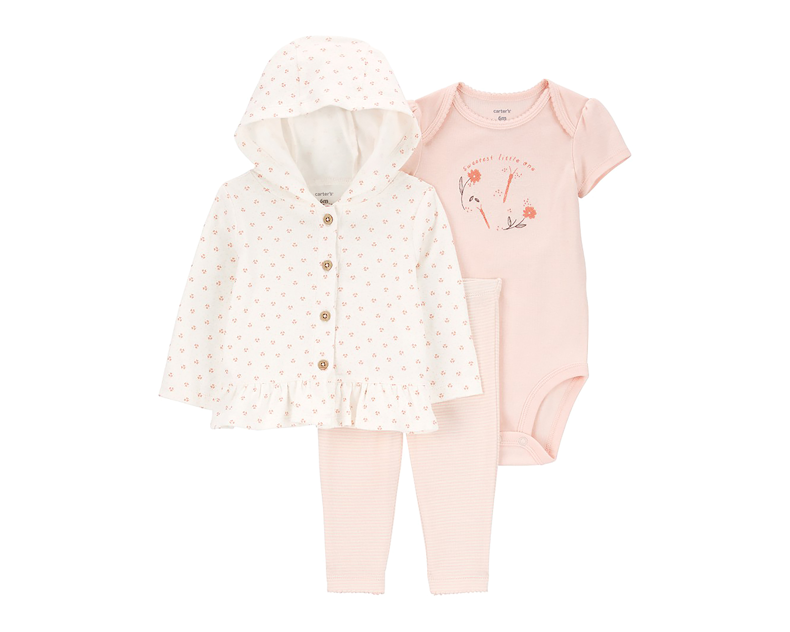 Conjunto de Algodón para Bebé Niña Carter's 3 Piezas