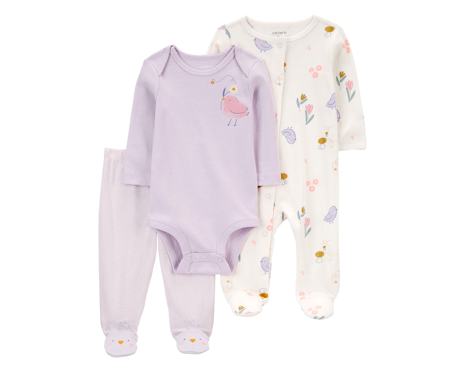 Conjunto de Algodón para Bebé Niña Carter's 3 Piezas