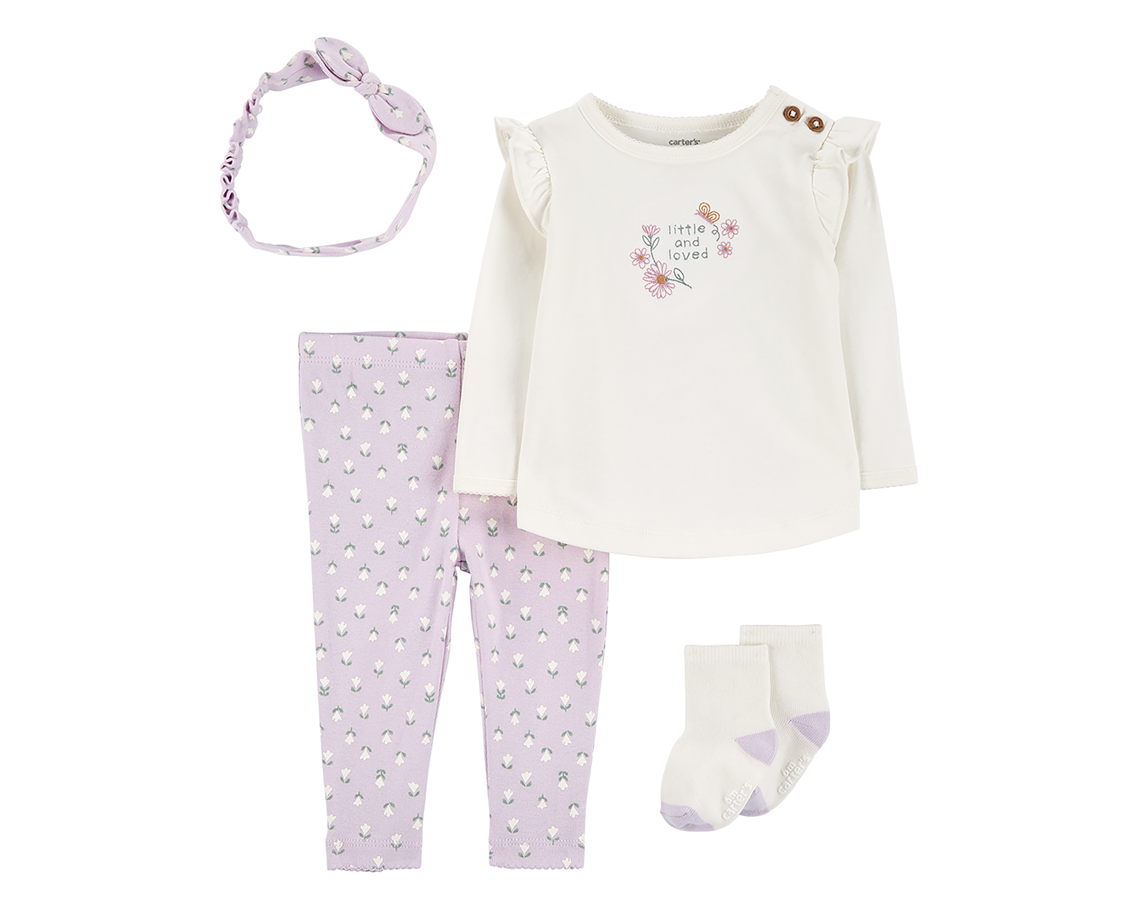 Conjunto de Algodón para Bebé Niña Carter's 4 Piezas