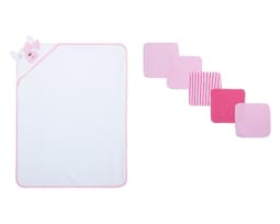 Toalla de Baño y Toalla Facial para Bebé Niña Baby Colors 6 Piezas