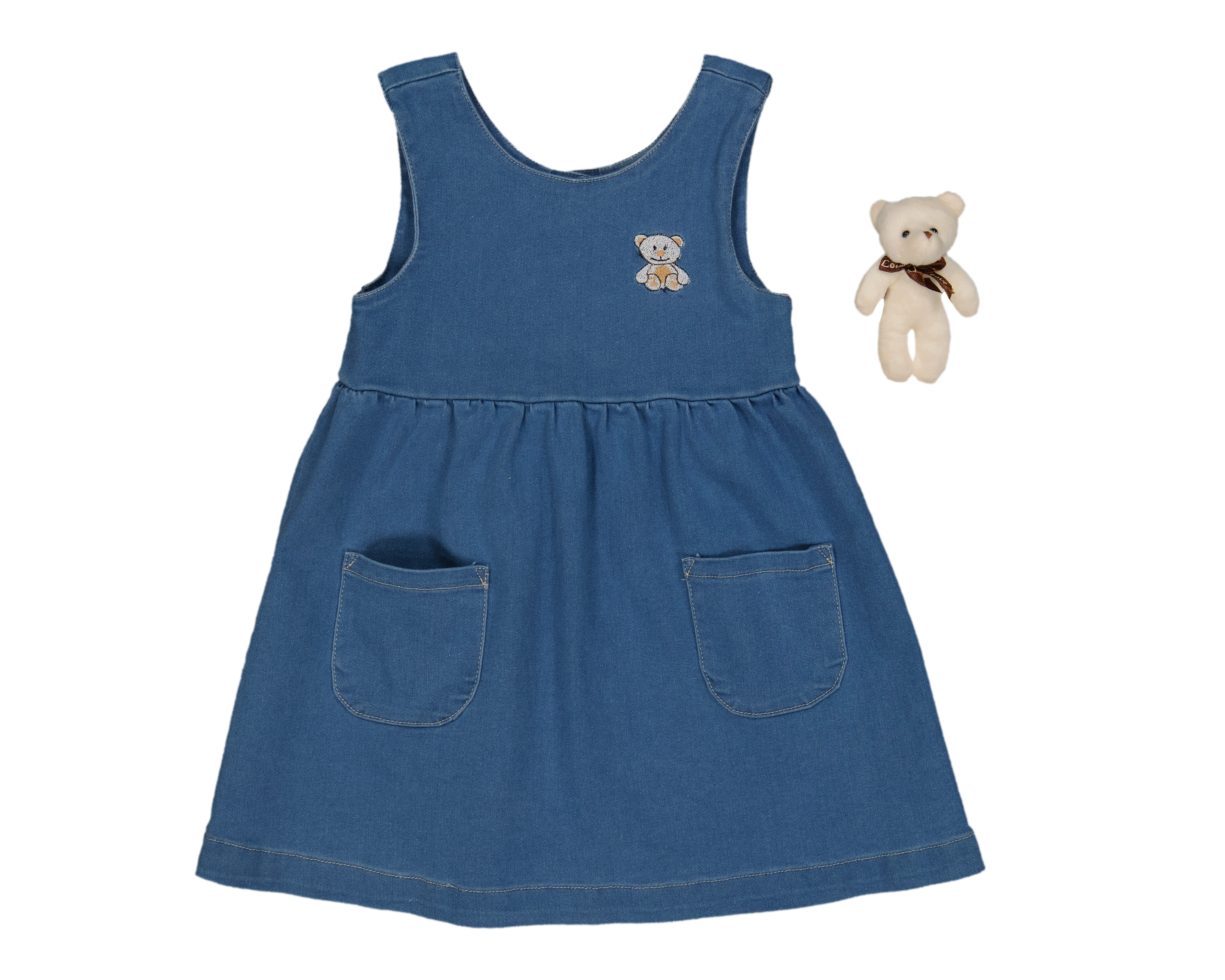 Foto 2 pulgar | Foto 1 | Vestido para Bebé Niña Baby Colors con Oso de Peluche