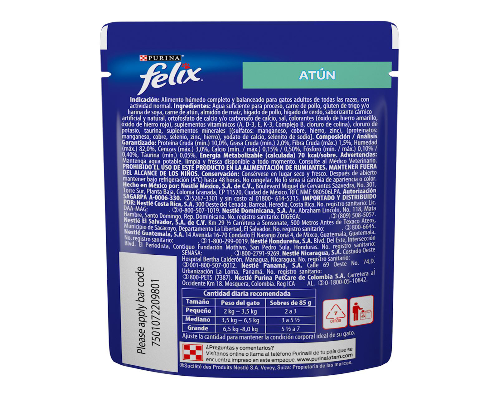 Foto 3 pulgar | Foto 2 | Alimento para Gato Purina Felix Raza Mediana 85 g