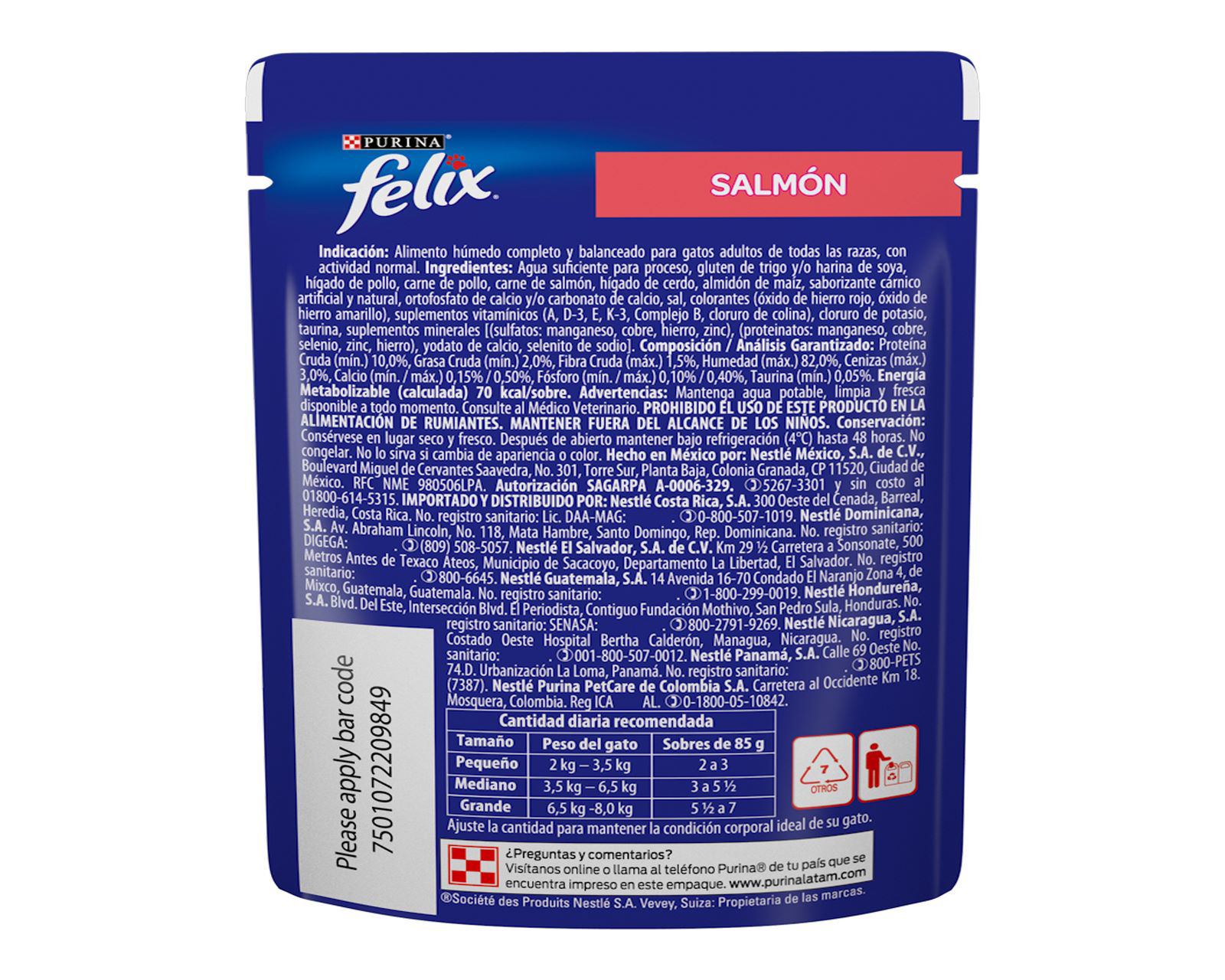 Foto 3 pulgar | Foto 2 | Alimento para Gato Purina Felix Raza Mediana 85 g