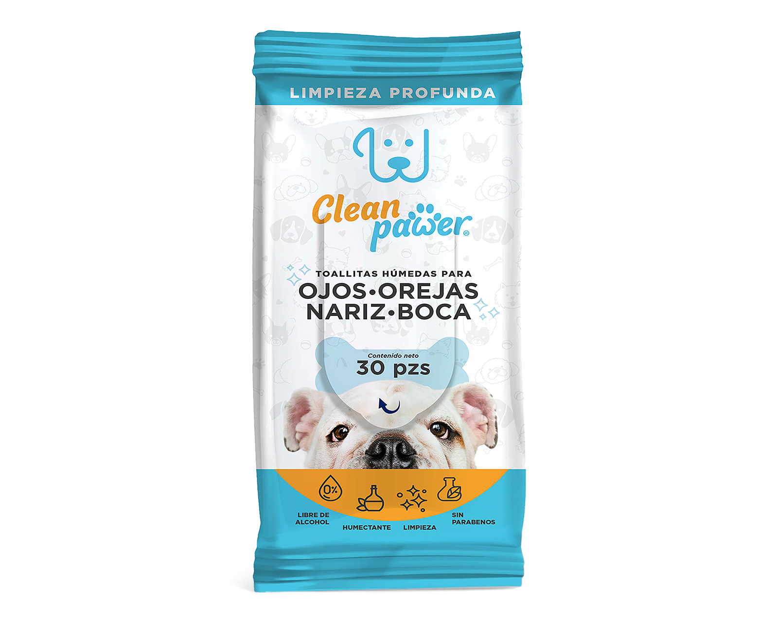 Foto 2 pulgar | Foto 1 | Toallitas Húmedas para Mascota Clean Pawer Ojos Orejas Nariz y Boca 30 Piezas