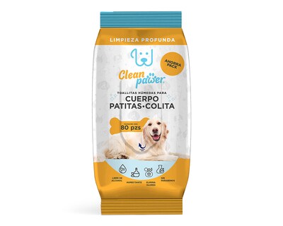 Foto 1 | Foto 1 | Toallitas Húmedas para Mascota Clean Pawer Cuerpo Patitas y Colita 80 Piezas