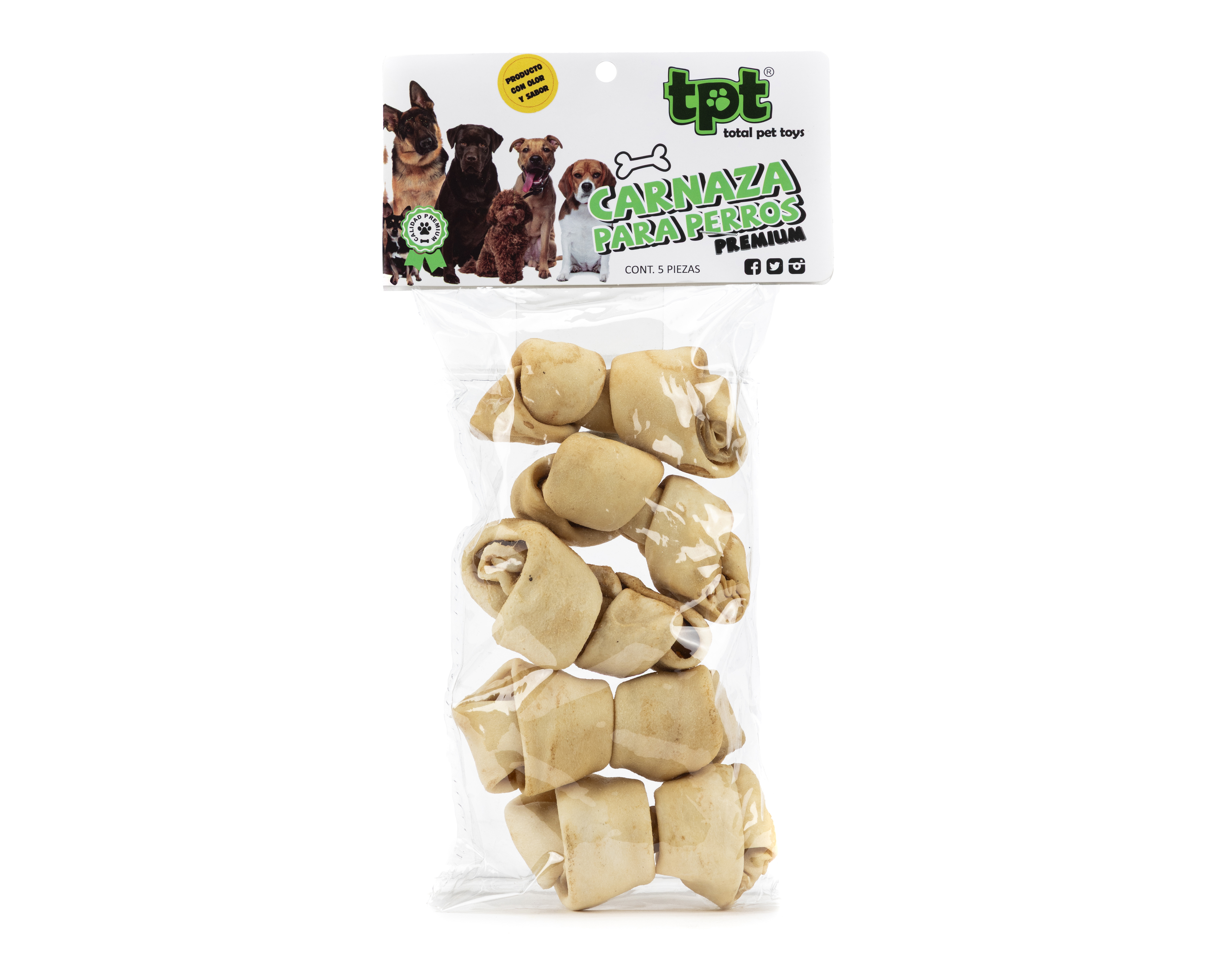 Carnaza de Res para Perro de Raza Mediana Total Pet Toys 5 Piezas