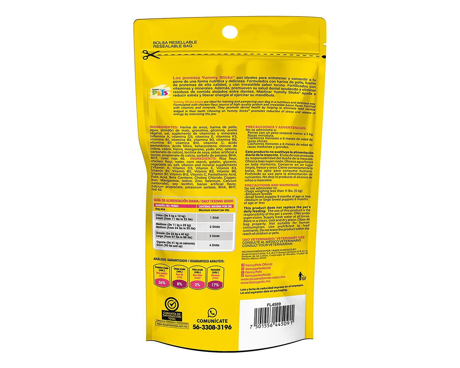 Foto 3 pulgar | Foto 2 | Snack Yummy Sticks para Perro Fancy Pets 60 g
