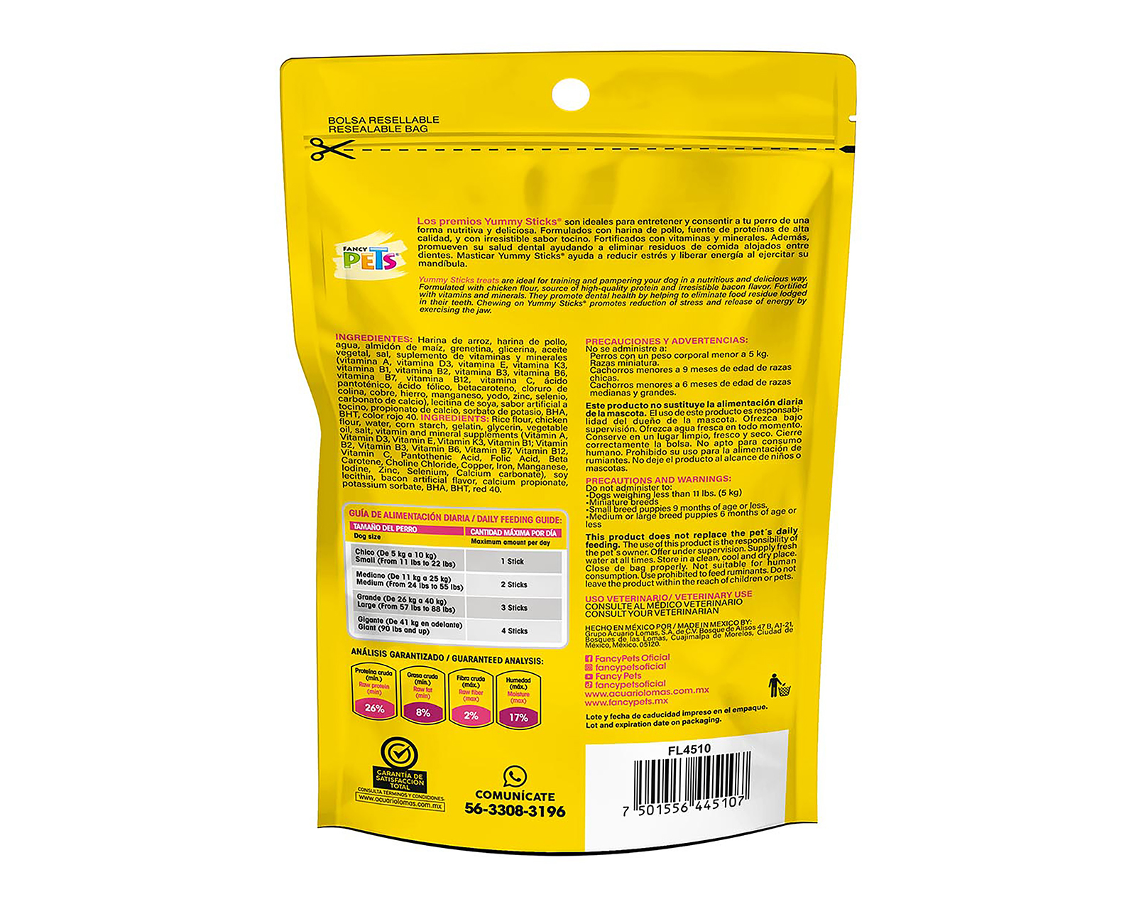 Foto 3 pulgar | Foto 2 | Snack Yummy Sticks para Perro Fancy Pets 100 g