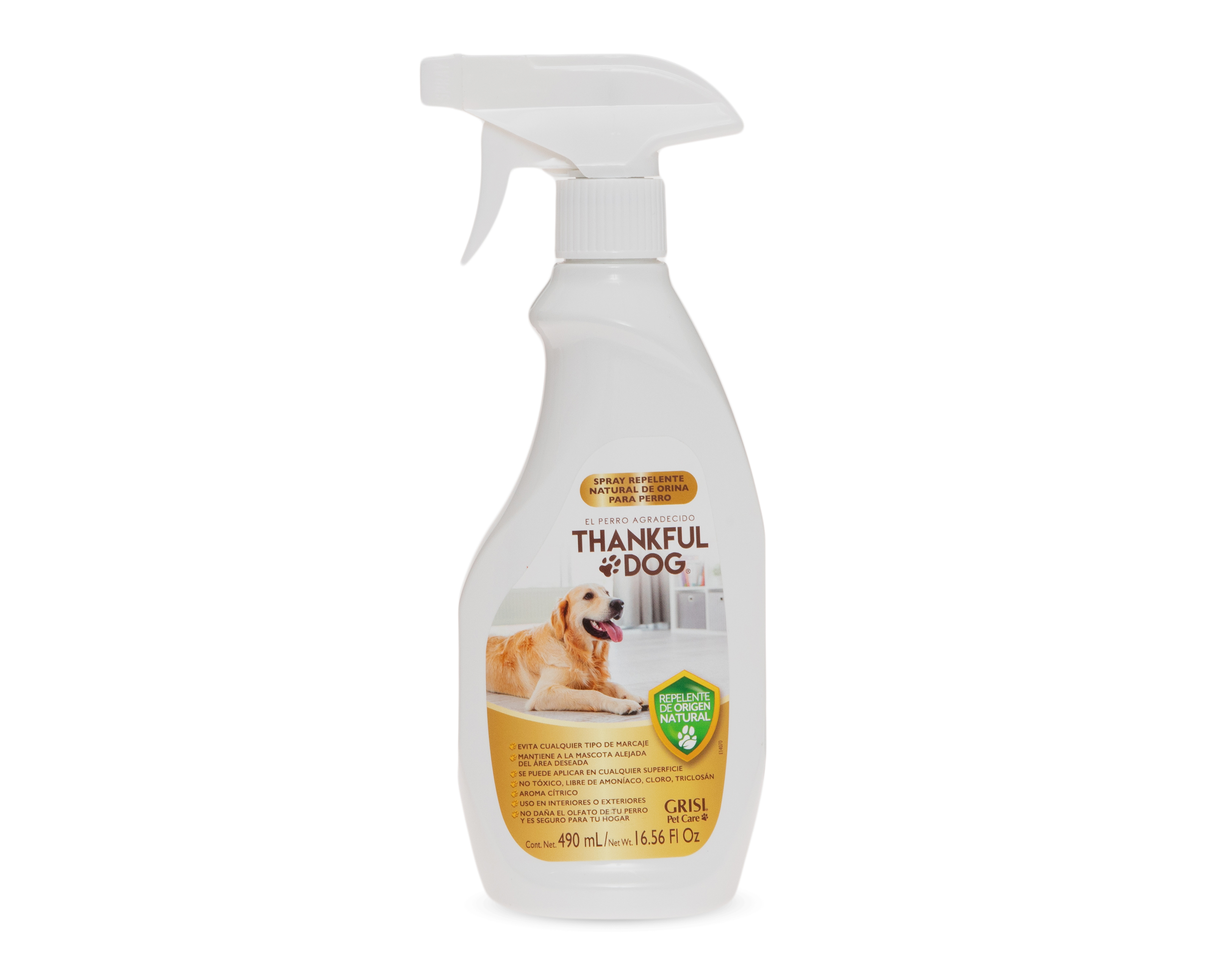 Spray Repelente Natural de Orina Grisi Pet Care Thankful Dog 490 ml