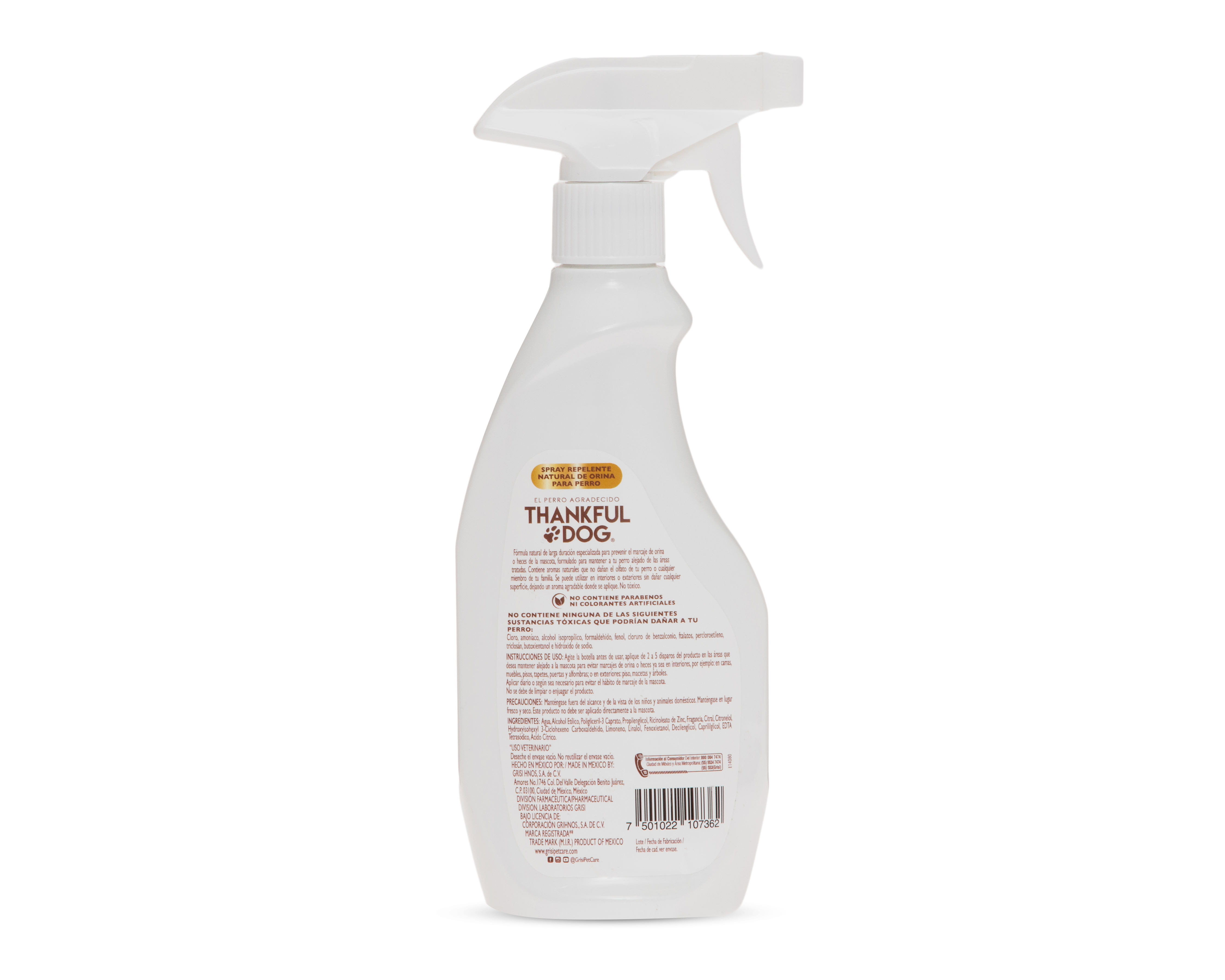 Foto 3 pulgar | Foto 2 | Spray Repelente Natural de Orina Grisi Pet Care Thankful Dog 490 ml