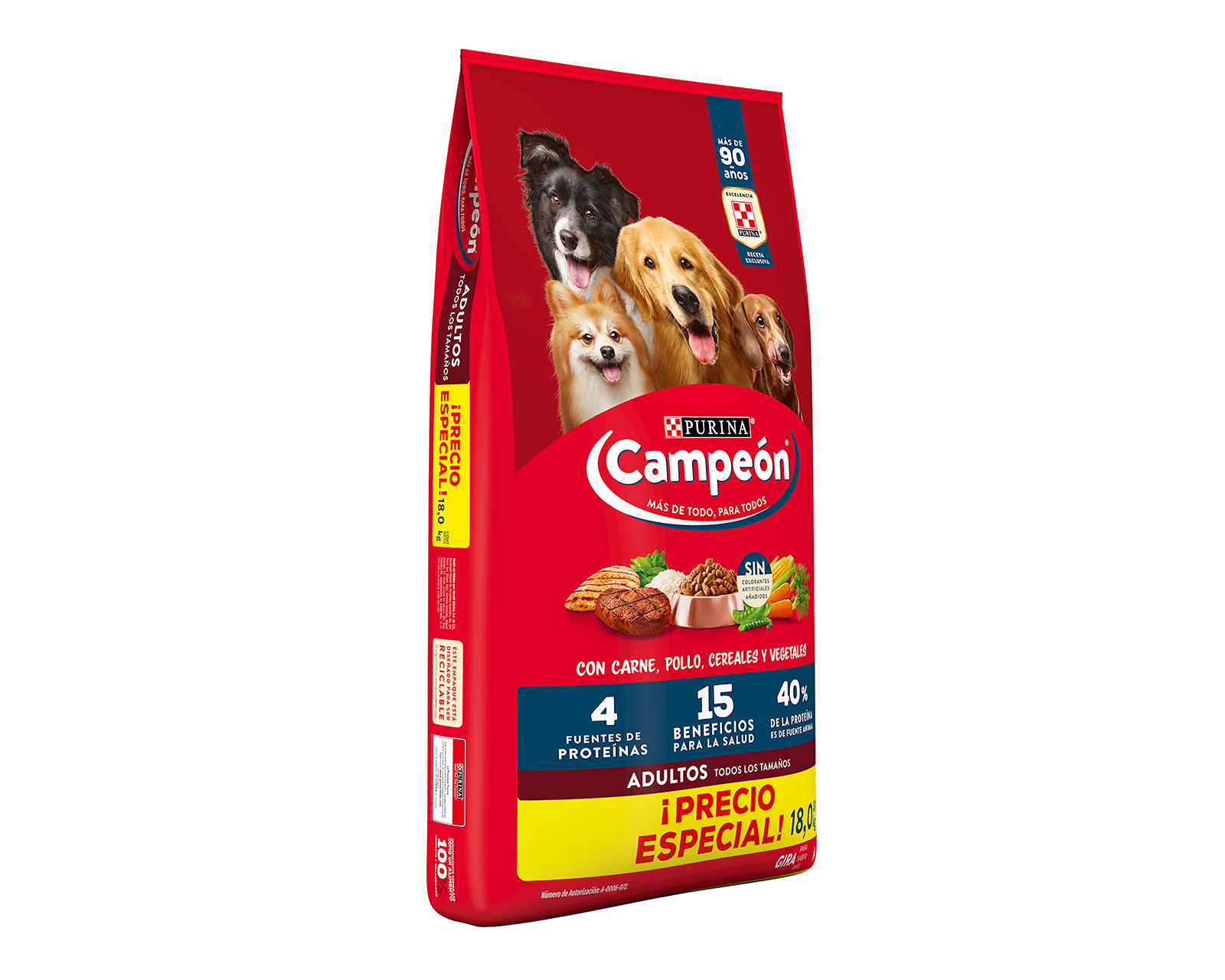 Foto 3 pulgar | Foto 2 | Alimento para Perro Purina Campeón Adulto 18 Kg