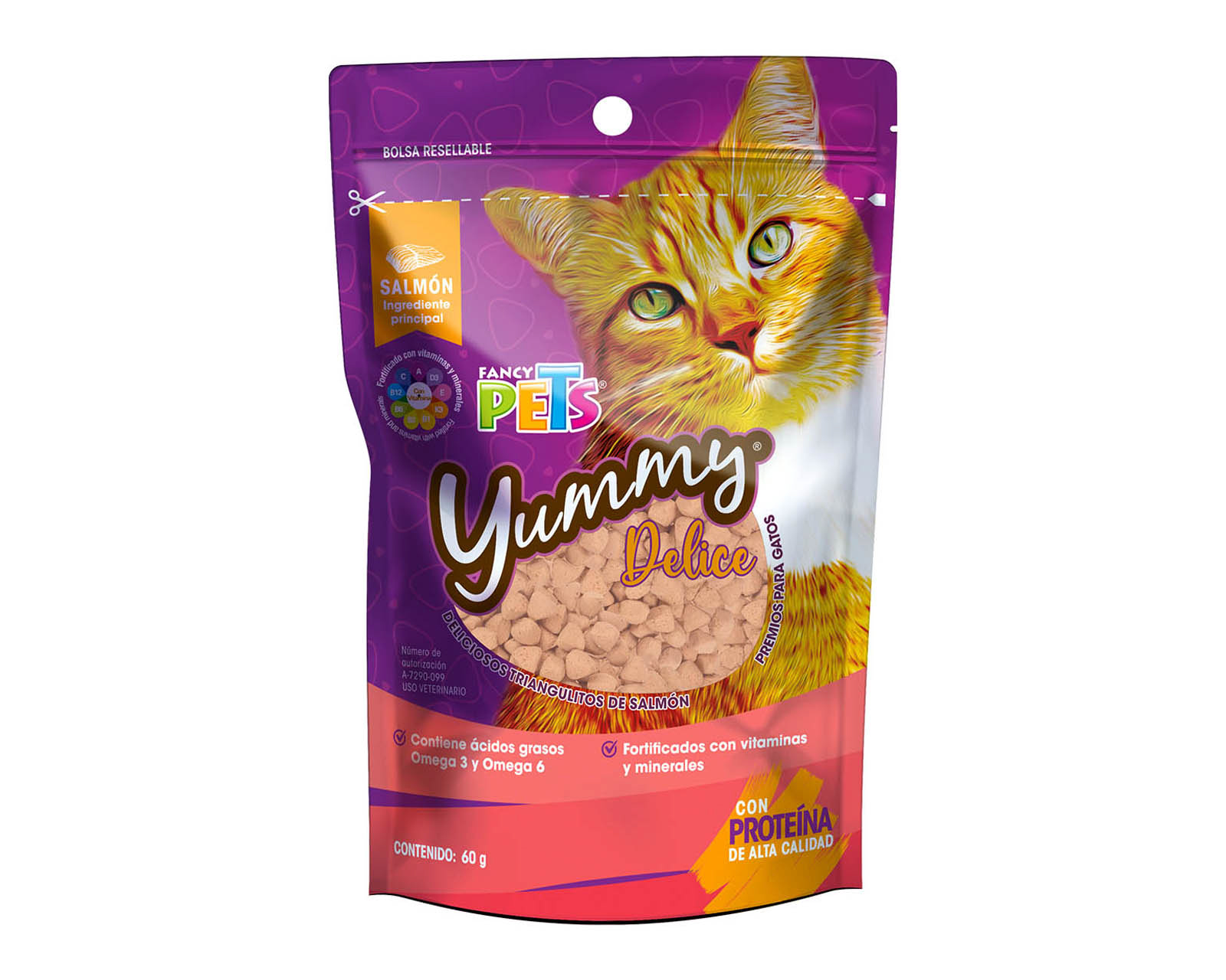 Foto 2 pulgar | Foto 1 | Premio para Gato Yummy Delice Salmón Fancy Pets 60 g