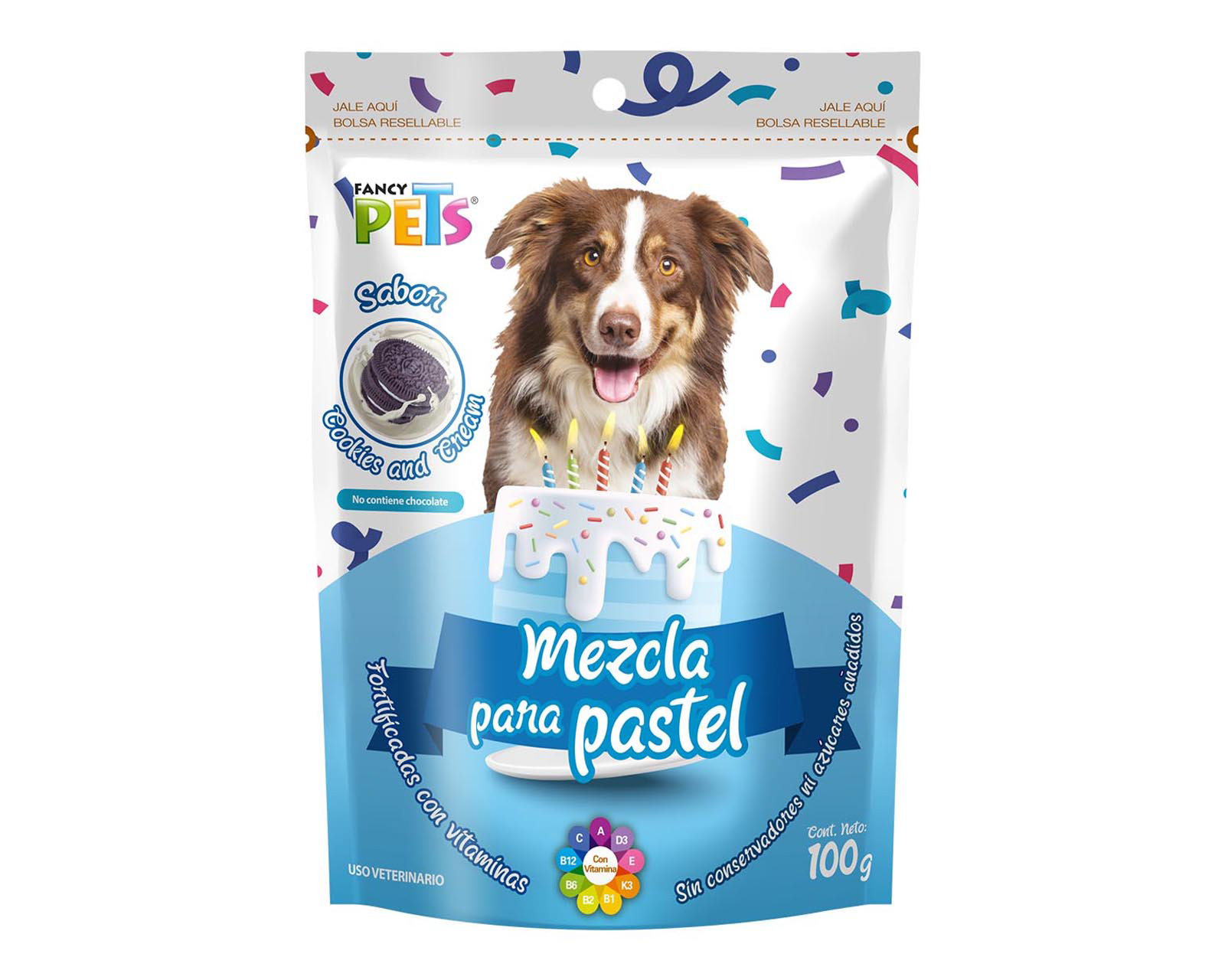 Mezcla para Pastel Cookies and Cream para Mascotas Fancy Pets 100 g