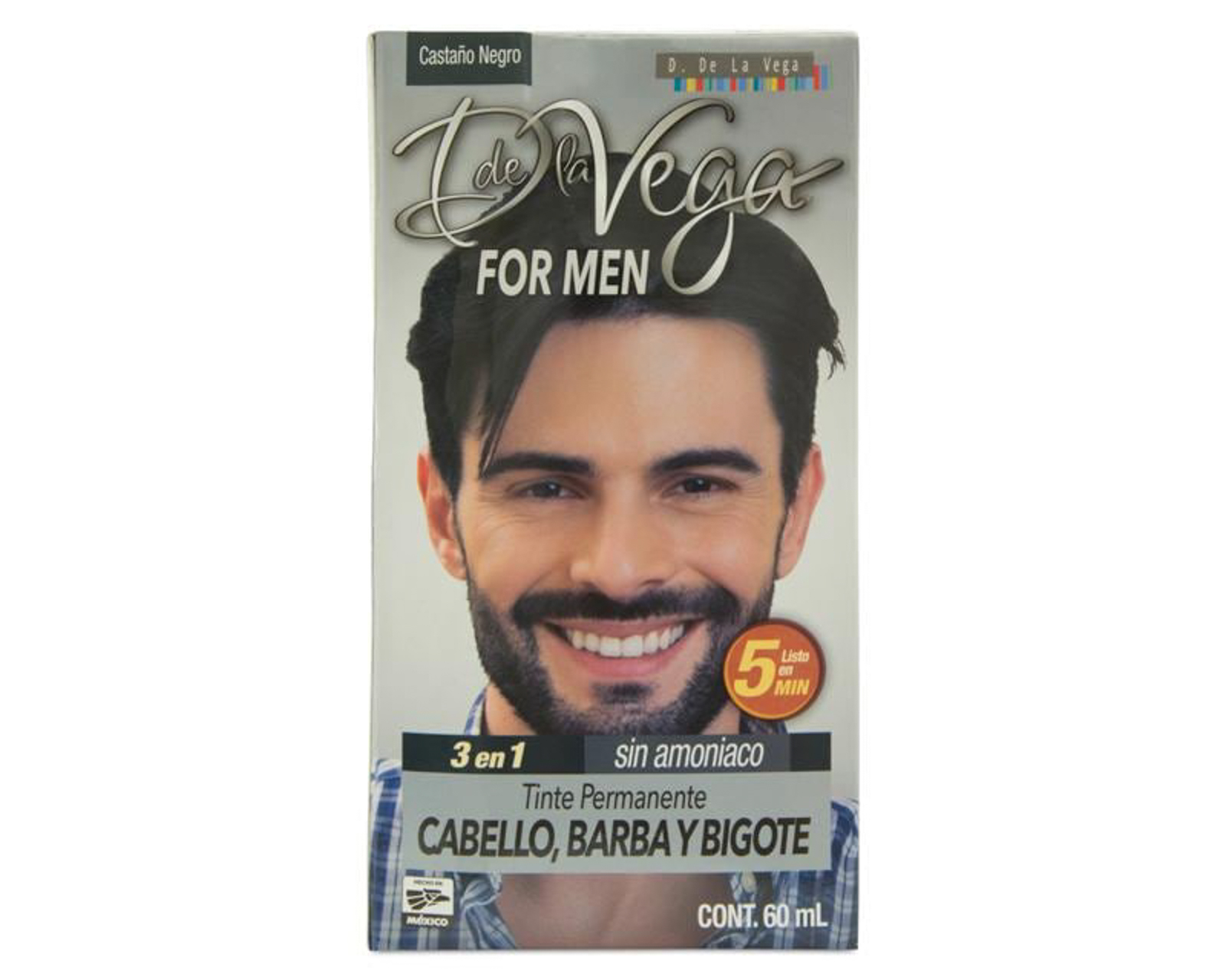 Tinte para Cabello, Barba y Bigote D de la Vega Castaño Oscuro