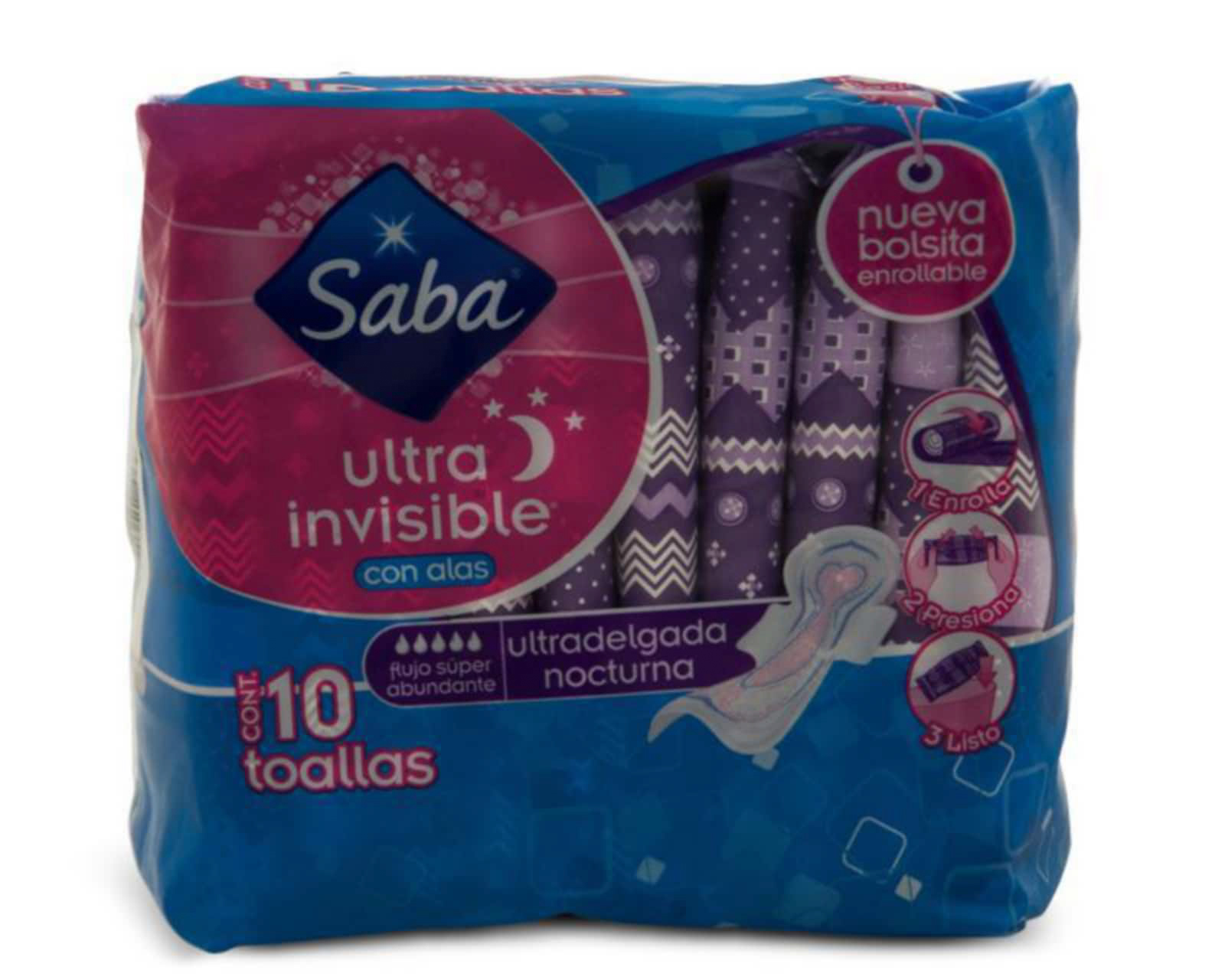 Foto 2 pulgar | Foto 1 | Toallas Sanitarias Saba Ultra Invisible con Alas