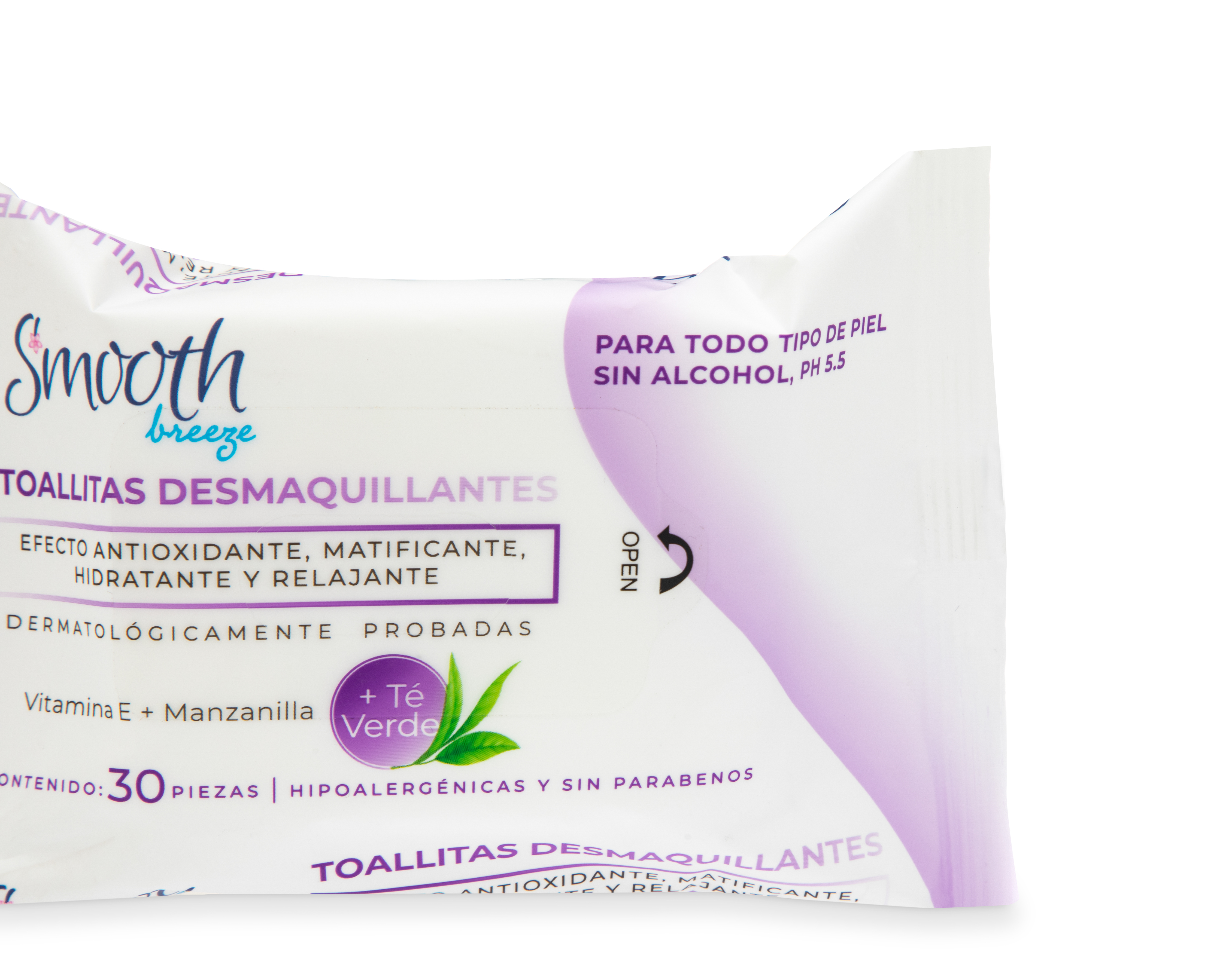 Foto 4 pulgar | Foto 3 | Toallitas Desmaquillantes Smooth Breeze con Te Verde 30 Piezas