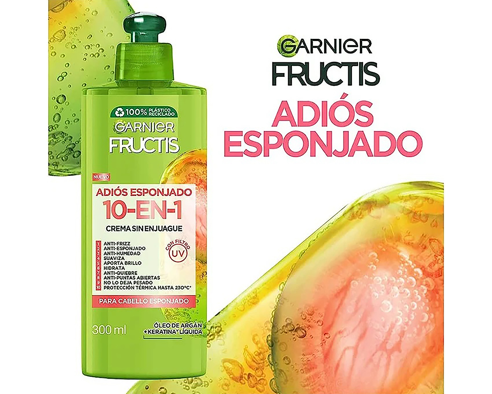 Foto 4 pulgar | Foto 3 | Crema para Peinar Garnier Fructis Adiós Esponjado 300 ml