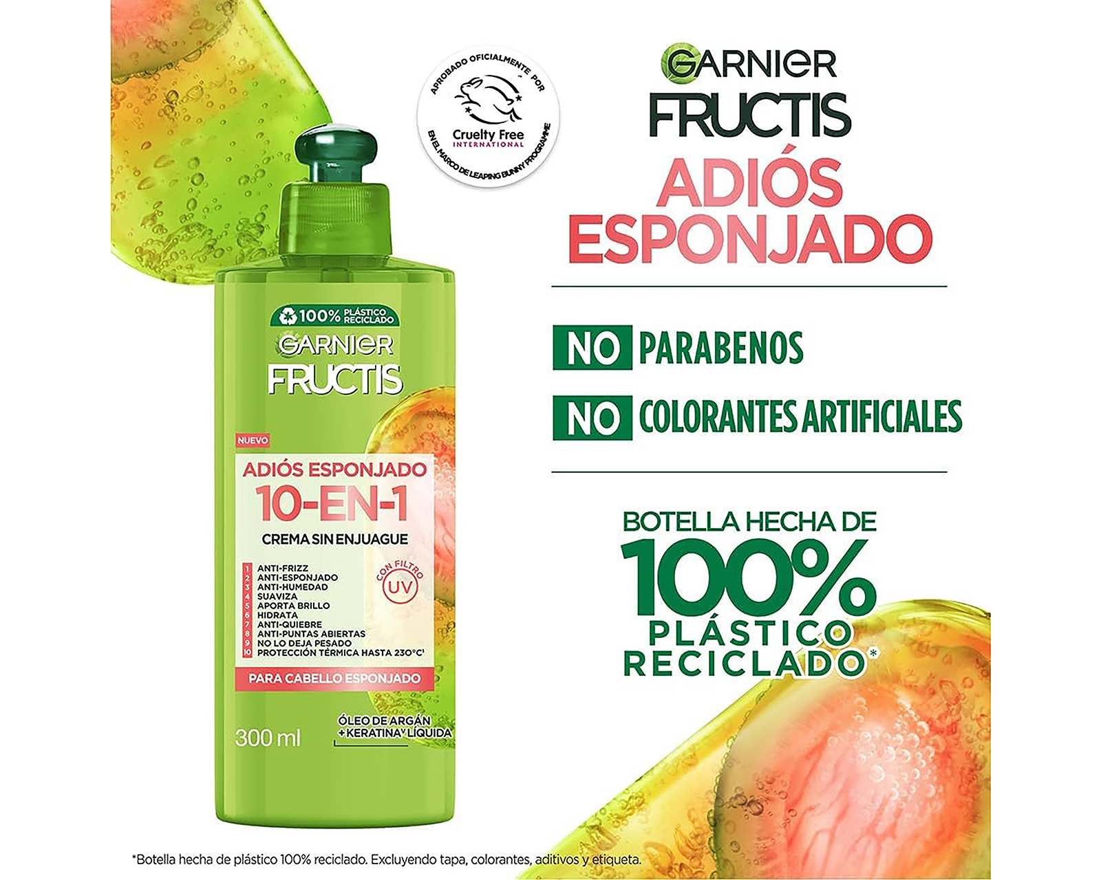 Foto 5 pulgar | Foto 4 | Crema para Peinar Garnier Fructis Adiós Esponjado 300 ml