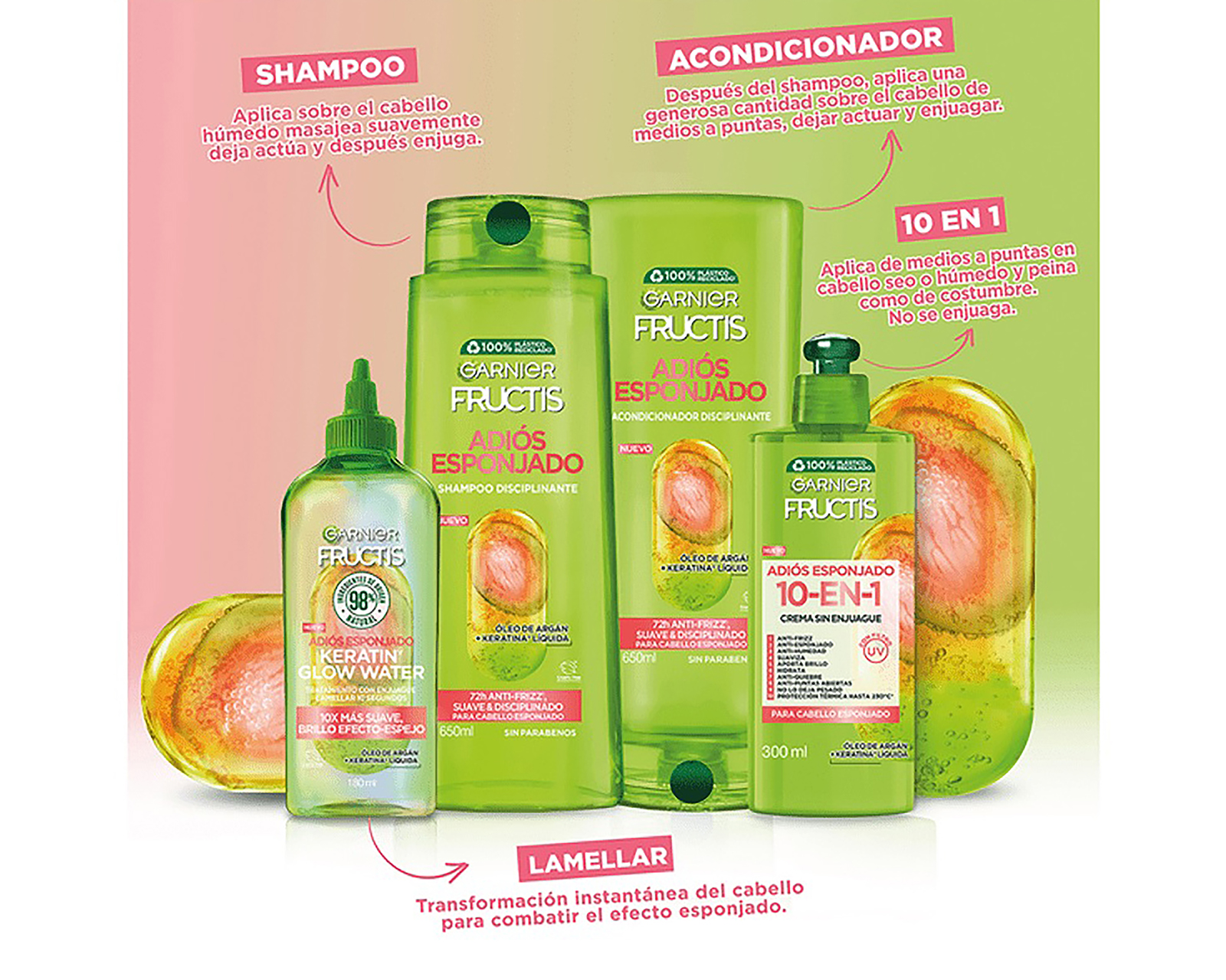 Foto 7 pulgar | Foto 6 | Crema para Peinar Garnier Fructis Adiós Esponjado 300 ml