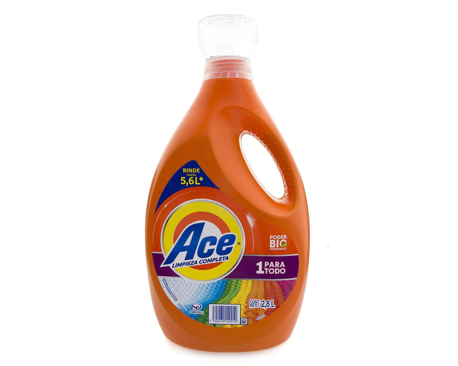 Foto 2 pulgar | Foto 1 | Jabón Líquido Ace 1 Para Todo 2.8 L