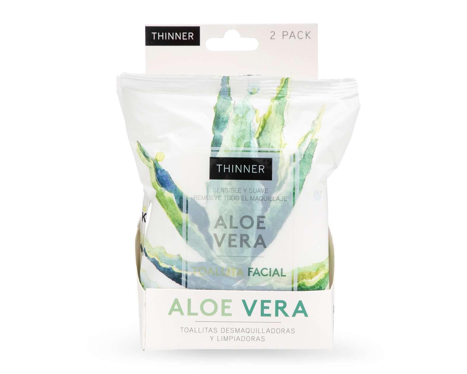 Foto 2 pulgar | Foto 1 | Toallitas Desmaquillantes Thinner con Aloe Vera 2 Piezas