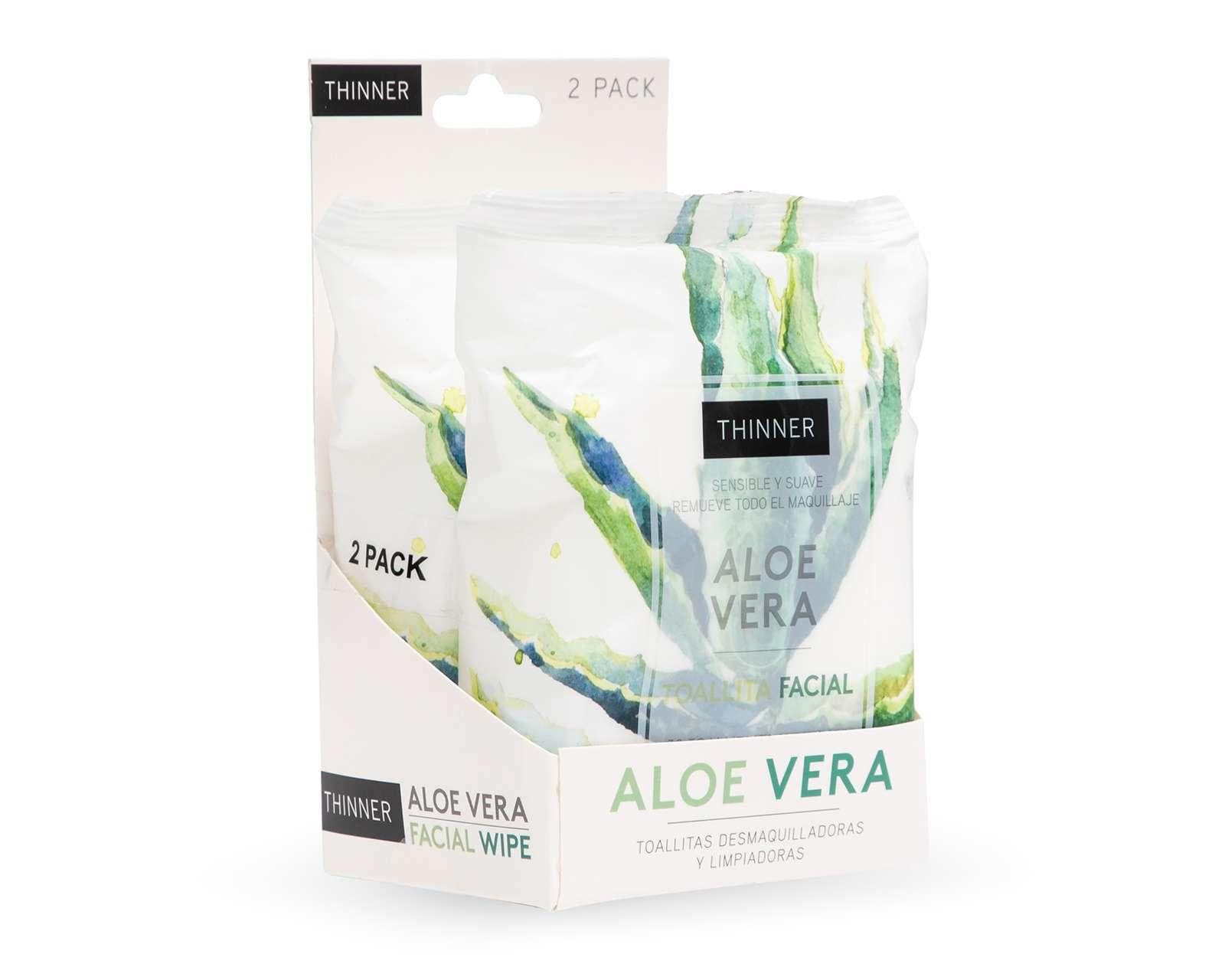 Foto 3 pulgar | Foto 2 | Toallitas Desmaquillantes Thinner con Aloe Vera 2 Piezas