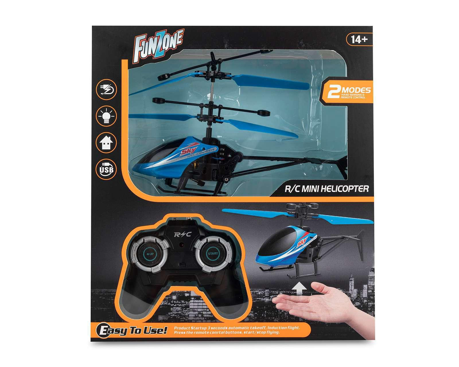 Foto 2 pulgar | Foto 1 | Helicóptero a Control Remoto Funzone con Luz