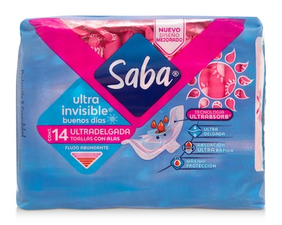 Foto 1 | Foto 1 | Toallas Femenina Saba Ultra Invisible Buenos Días con Alas 14 Piezas