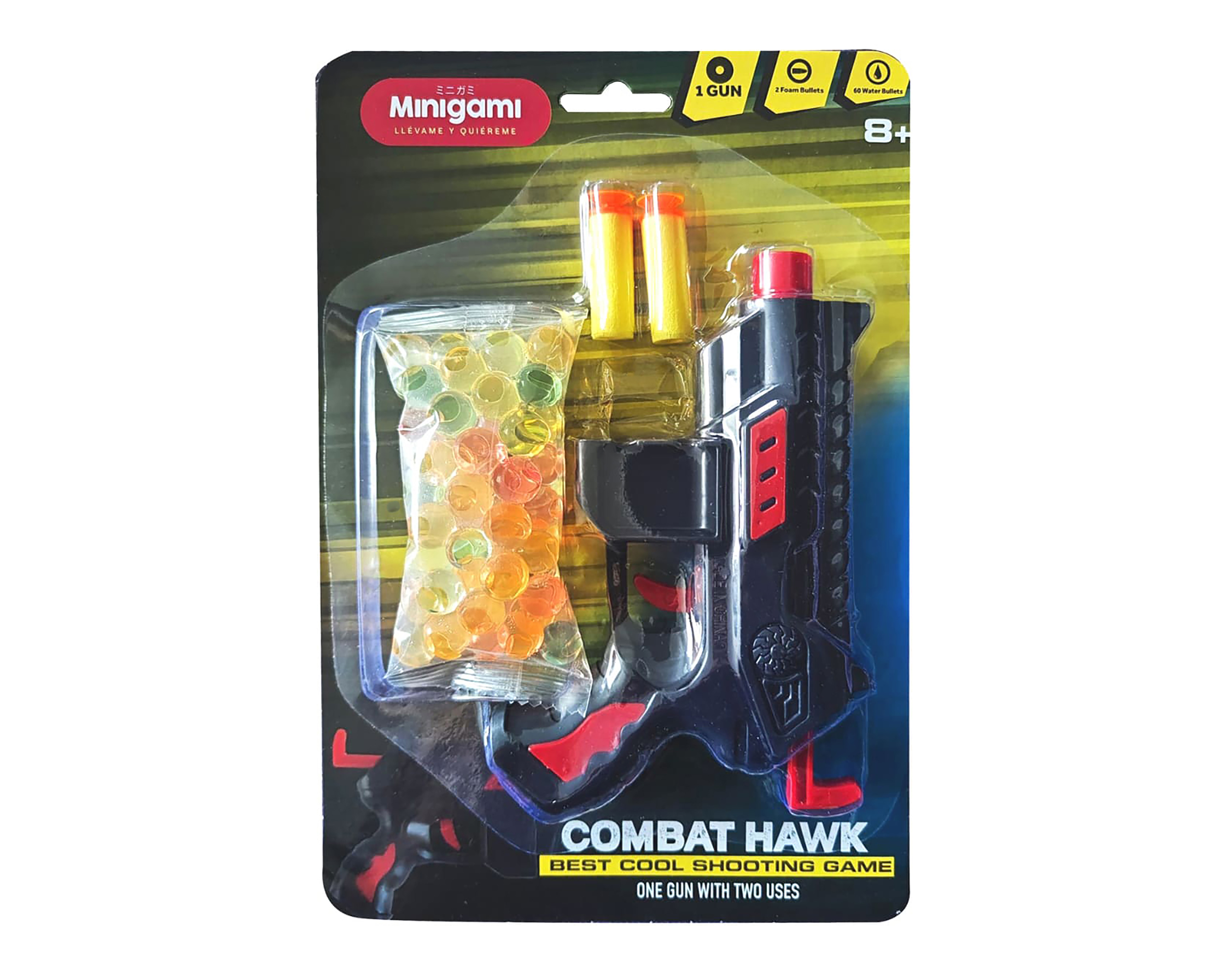 Lanzadardos Minigami Combat Hawk con Esferas de Gel