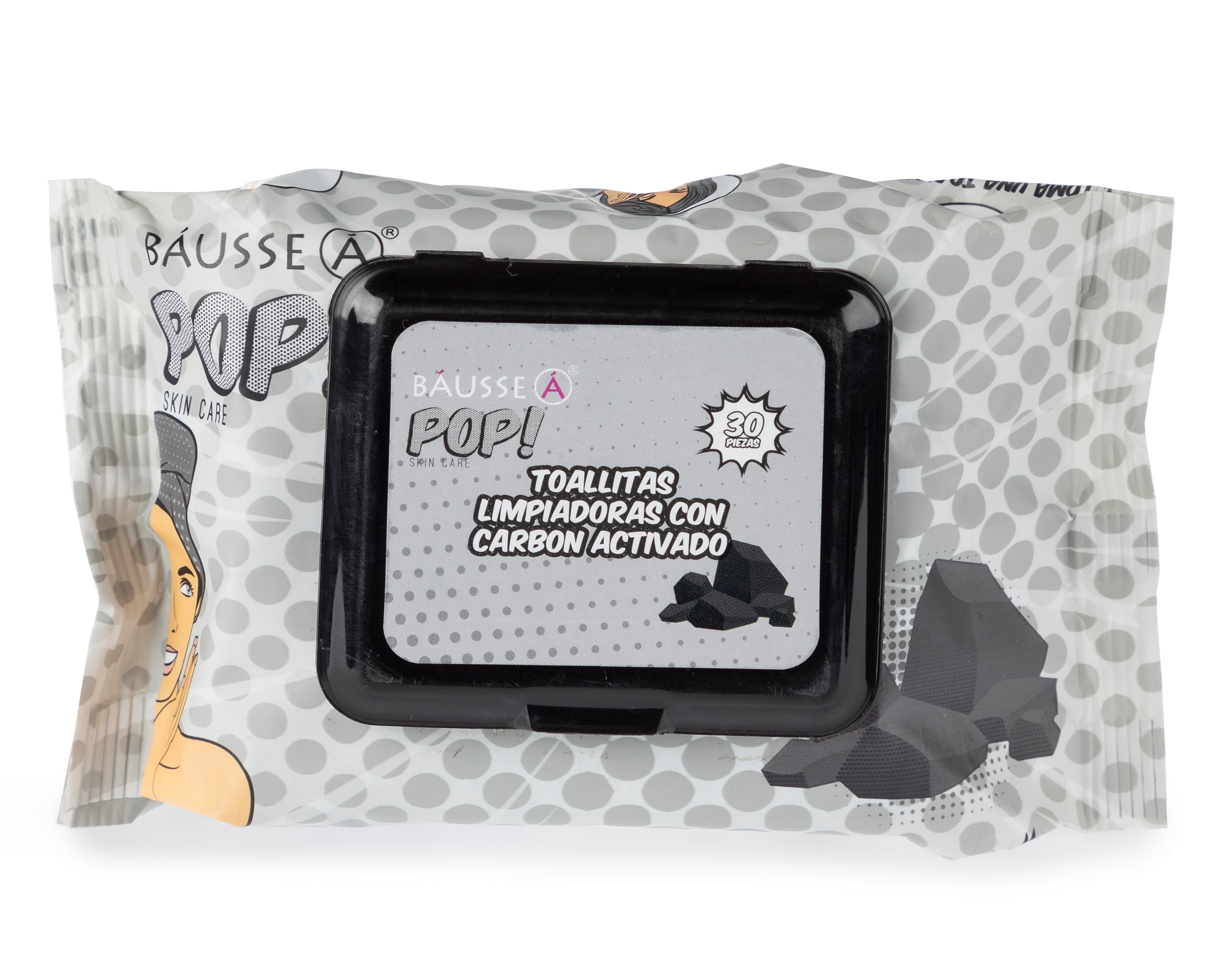 Toallitas Desmaquillantes Báusse Pop! con Carbón Activado 30 Piezas