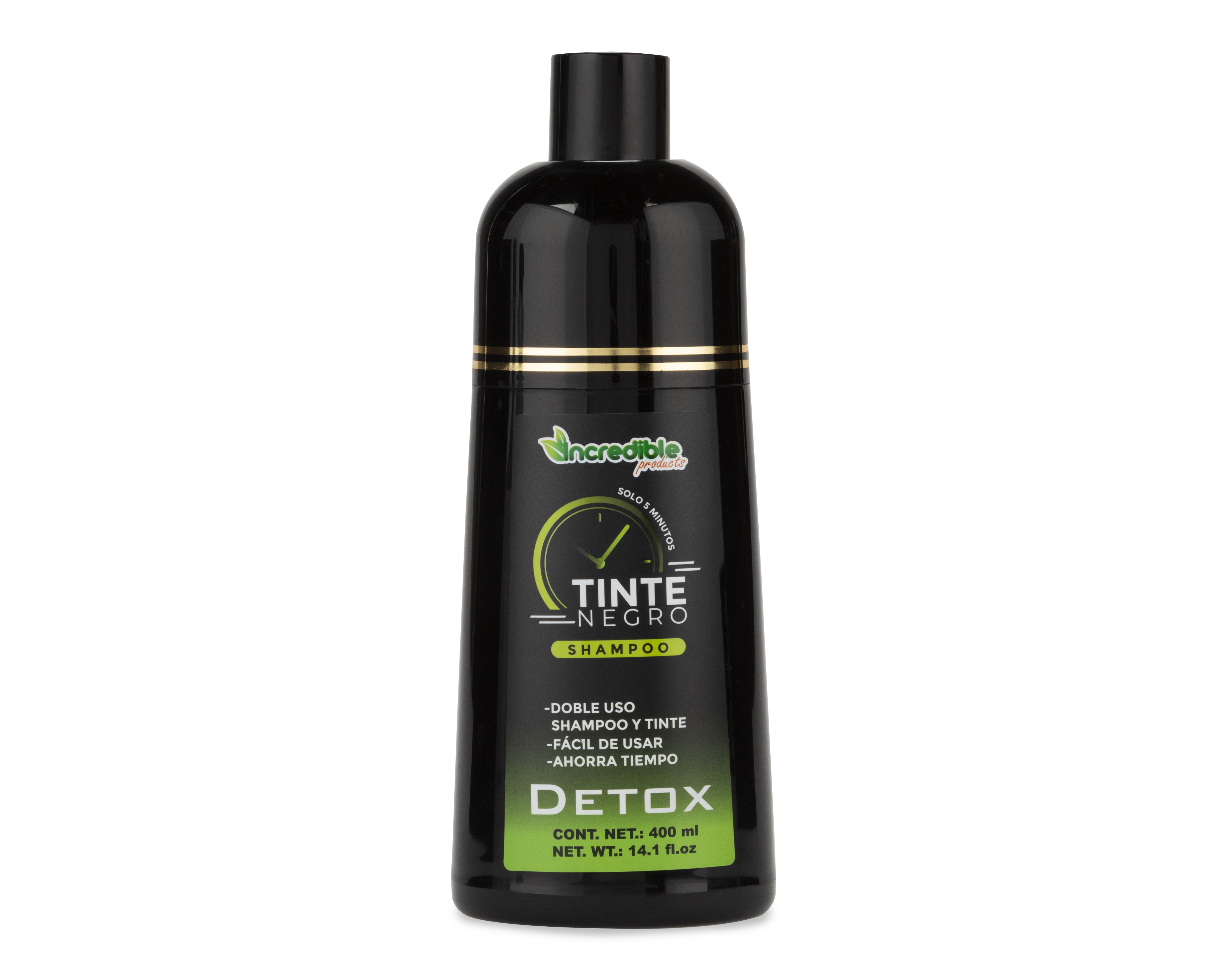 Shampoo Incredible Products Detox con Tinte Negro 400 ml