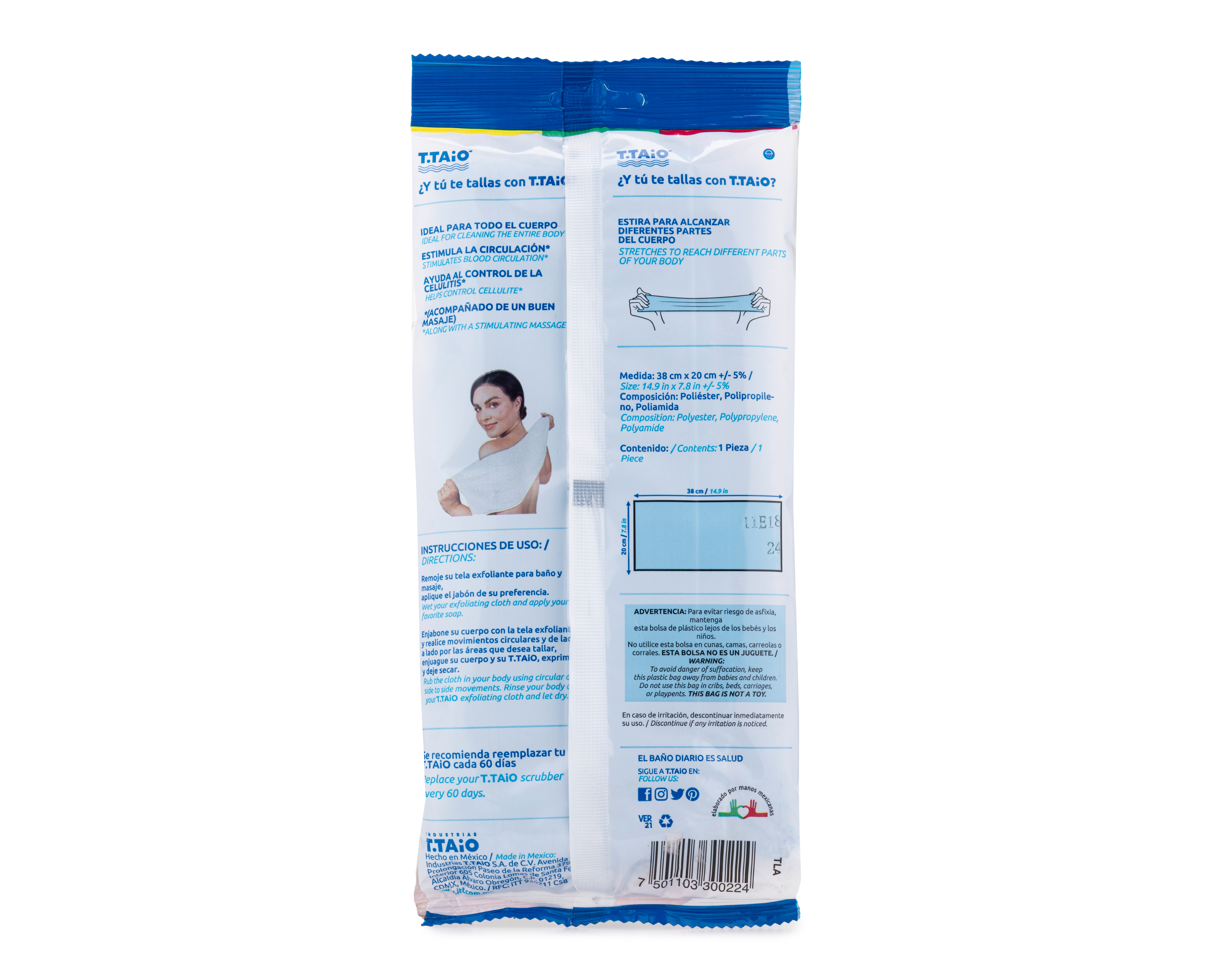 Foto 3 pulgar | Foto 2 | Tela Strech T.Taio Exfoliante para Baño 1 Pieza al Azar