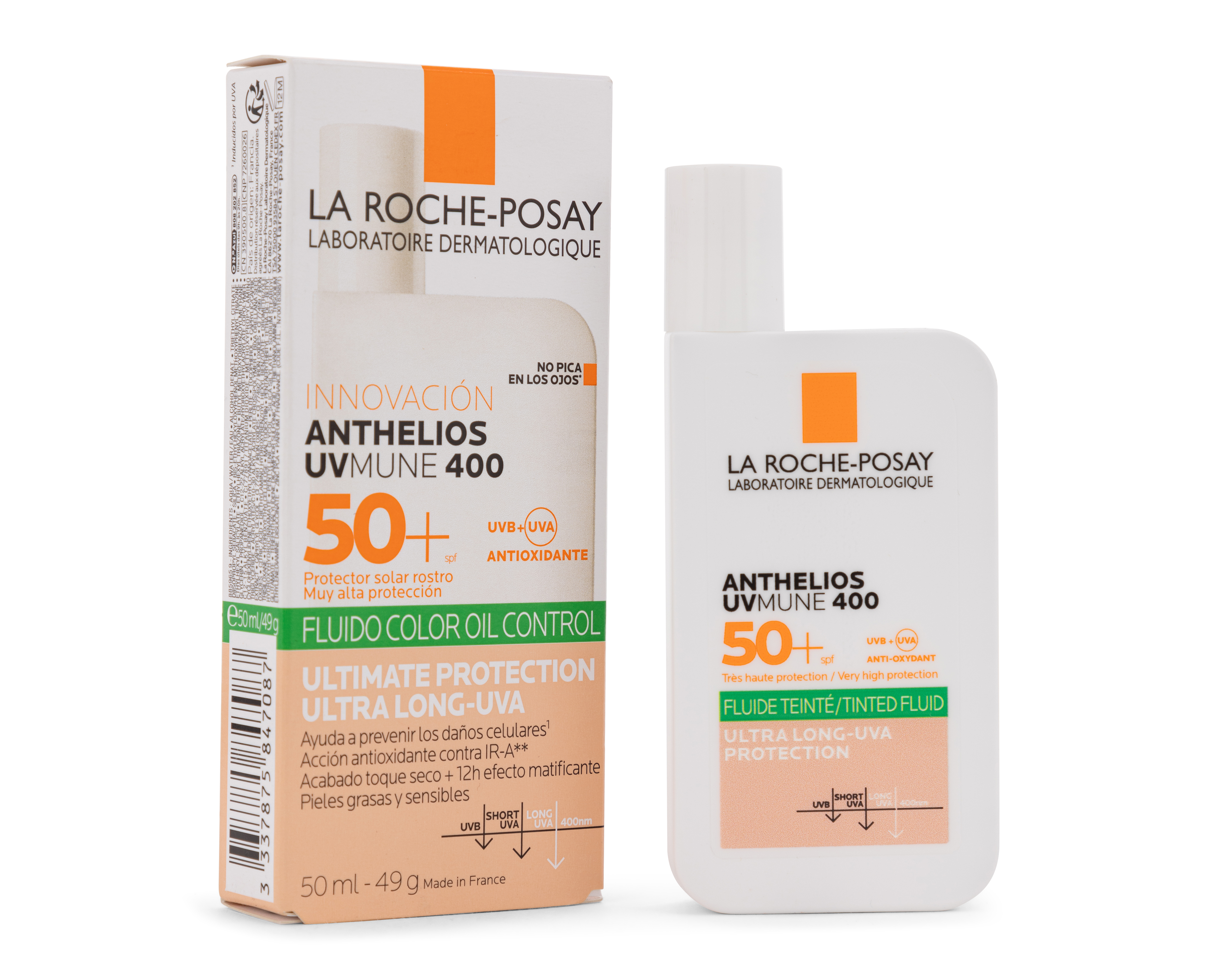 Protector Solar La Roche Posay Anthelios UVMUNE 400 Oil Control Fluido con Color FPS 50+ 50 ml