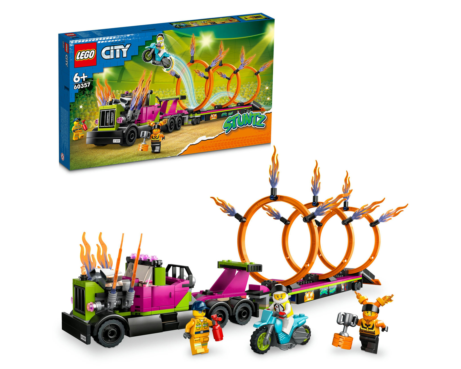 Foto 2 pulgar | Foto 1 | LEGO City: Desafío Acrobático Camión y Anillos de Fuego