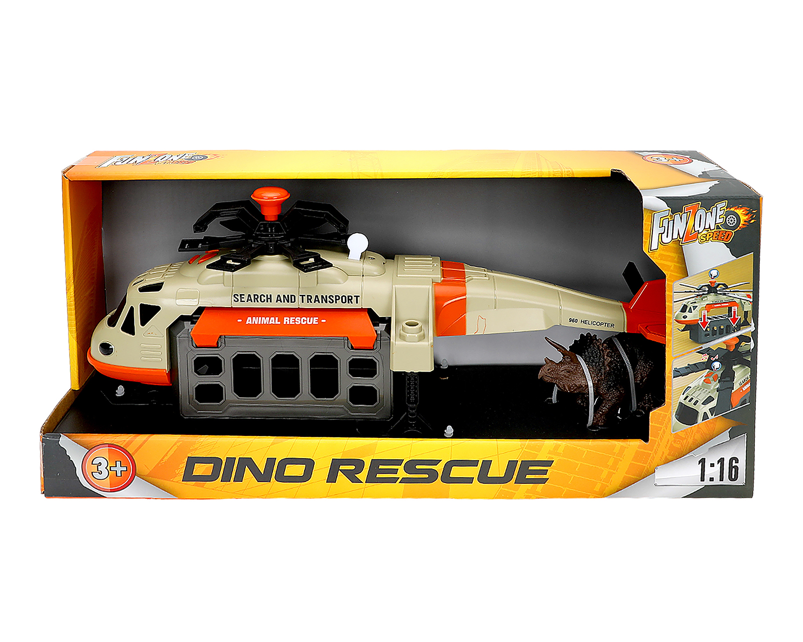 Foto 3 pulgar | Foto 2 | Helicóptero Dino Rescue Funzone con Luces y Sonidos